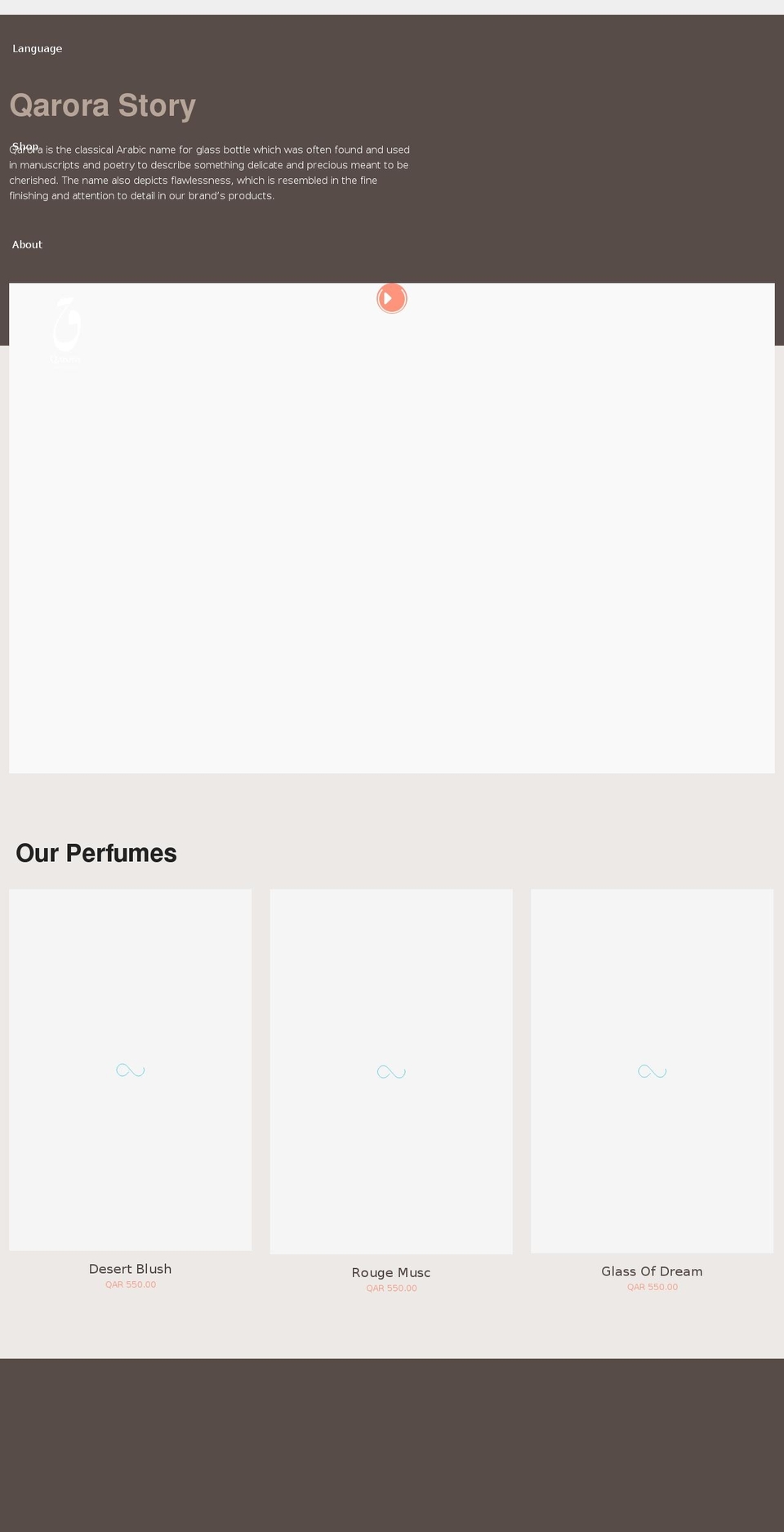 qarora.myshopify.com shopify website screenshot