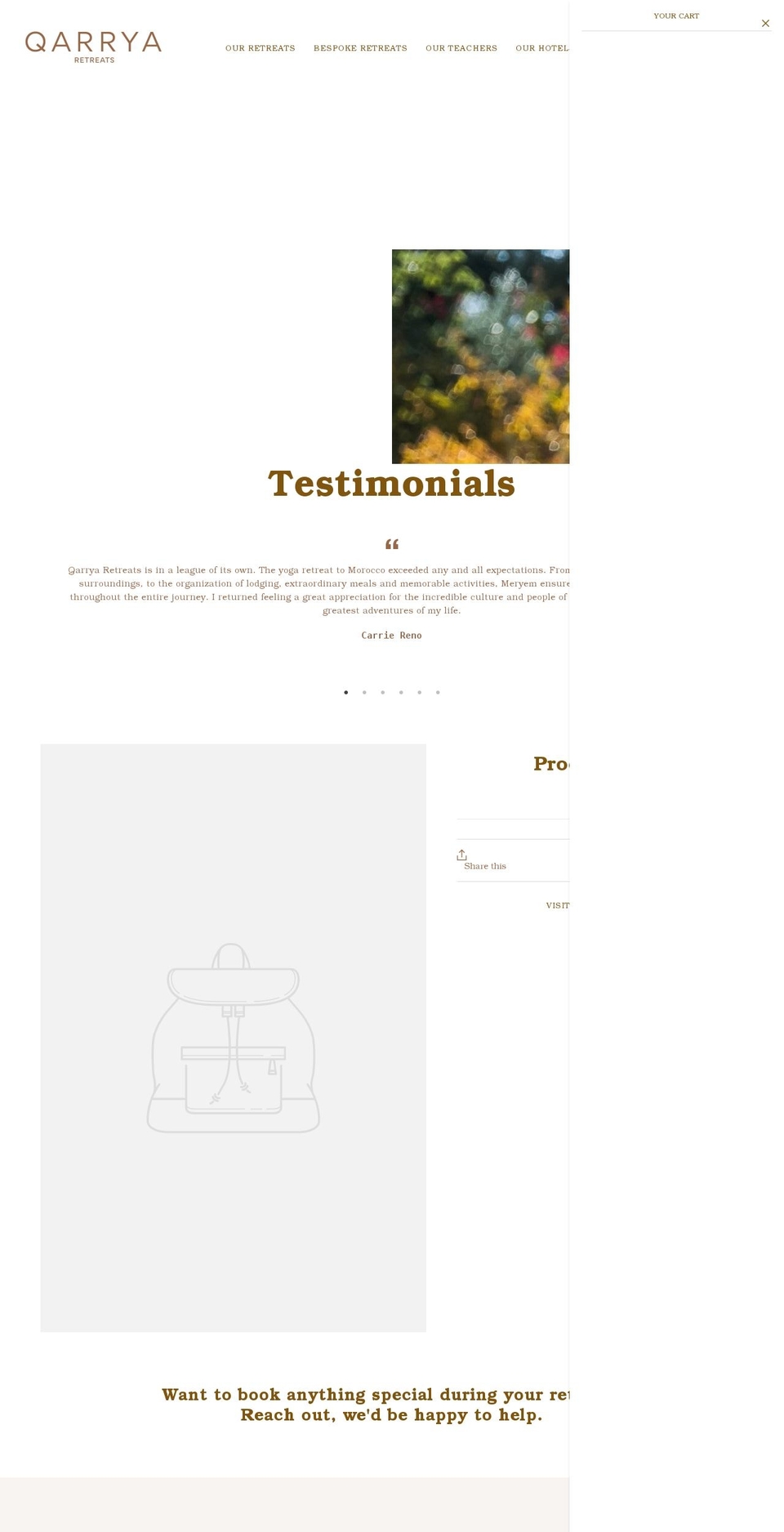 qarryaretreats.com shopify website screenshot
