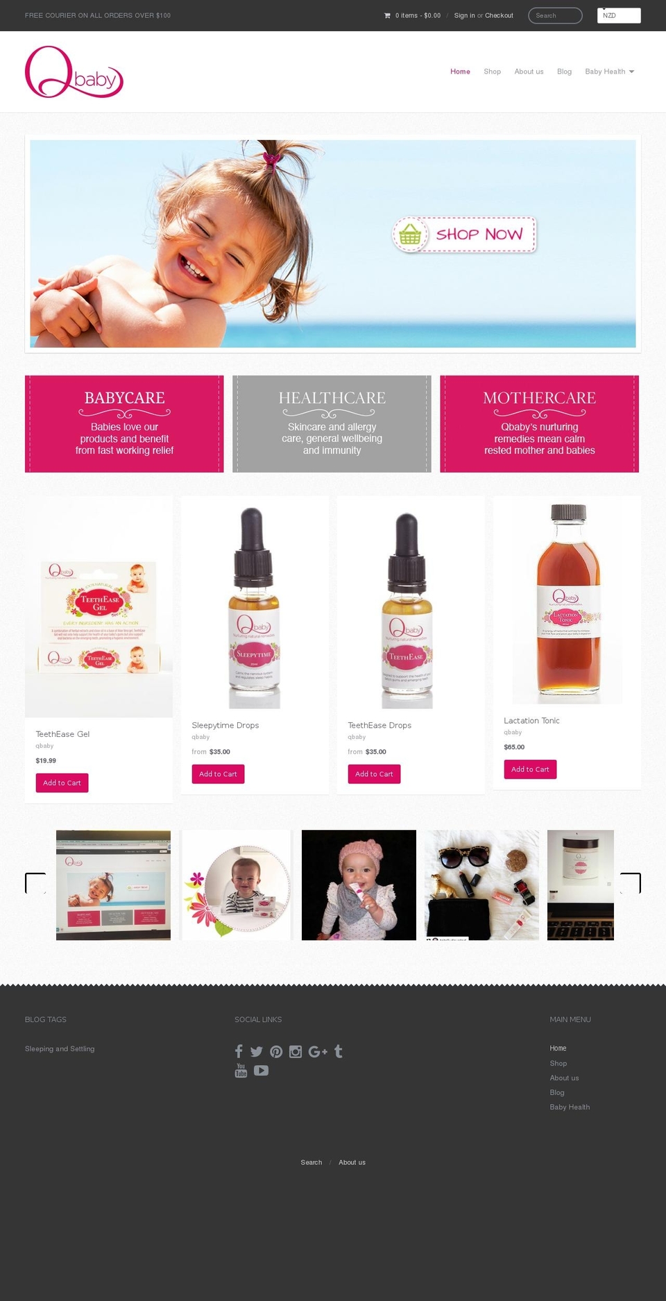 qbaby.co.nz shopify website screenshot