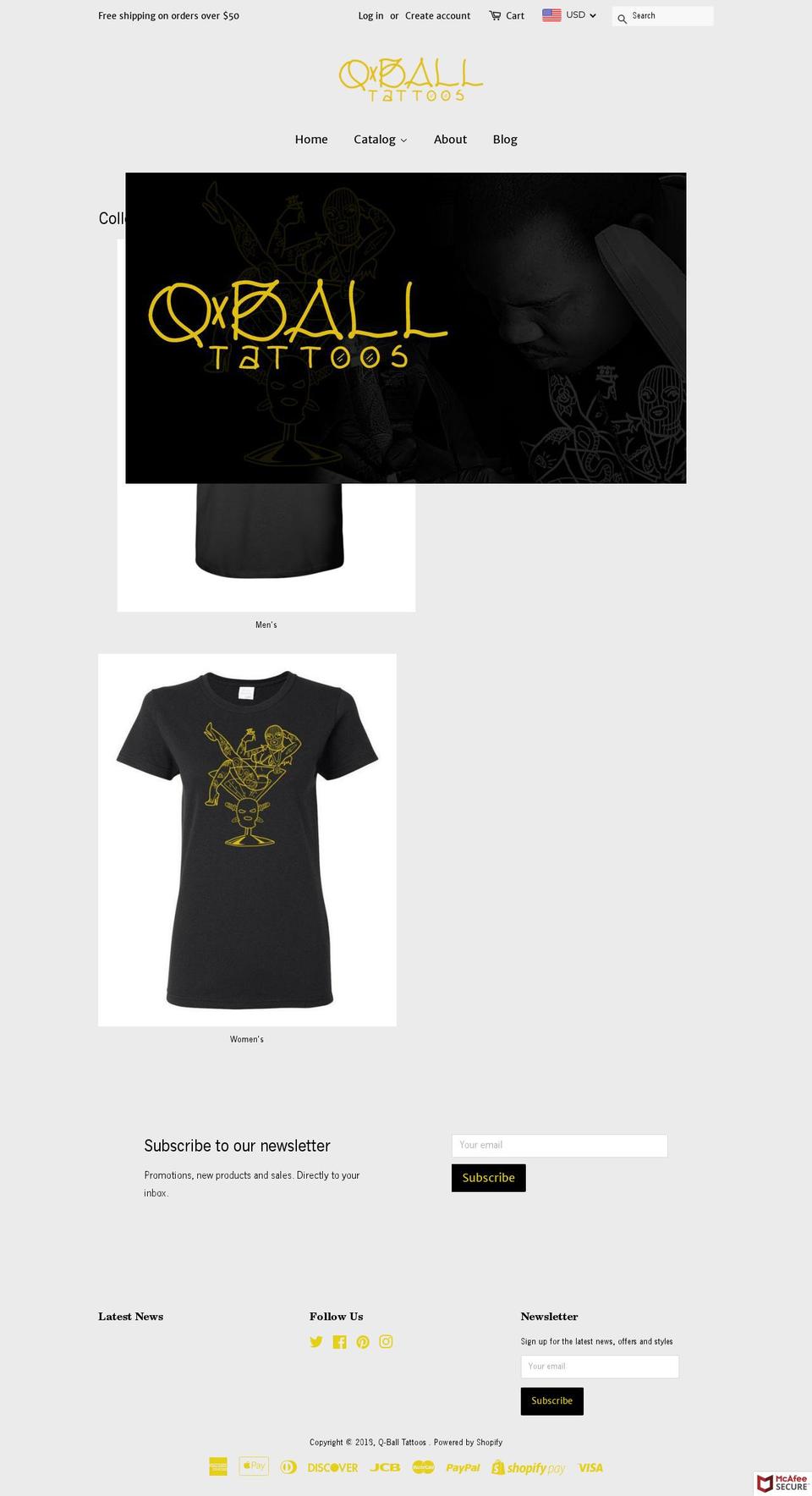 qballtattoos.com shopify website screenshot