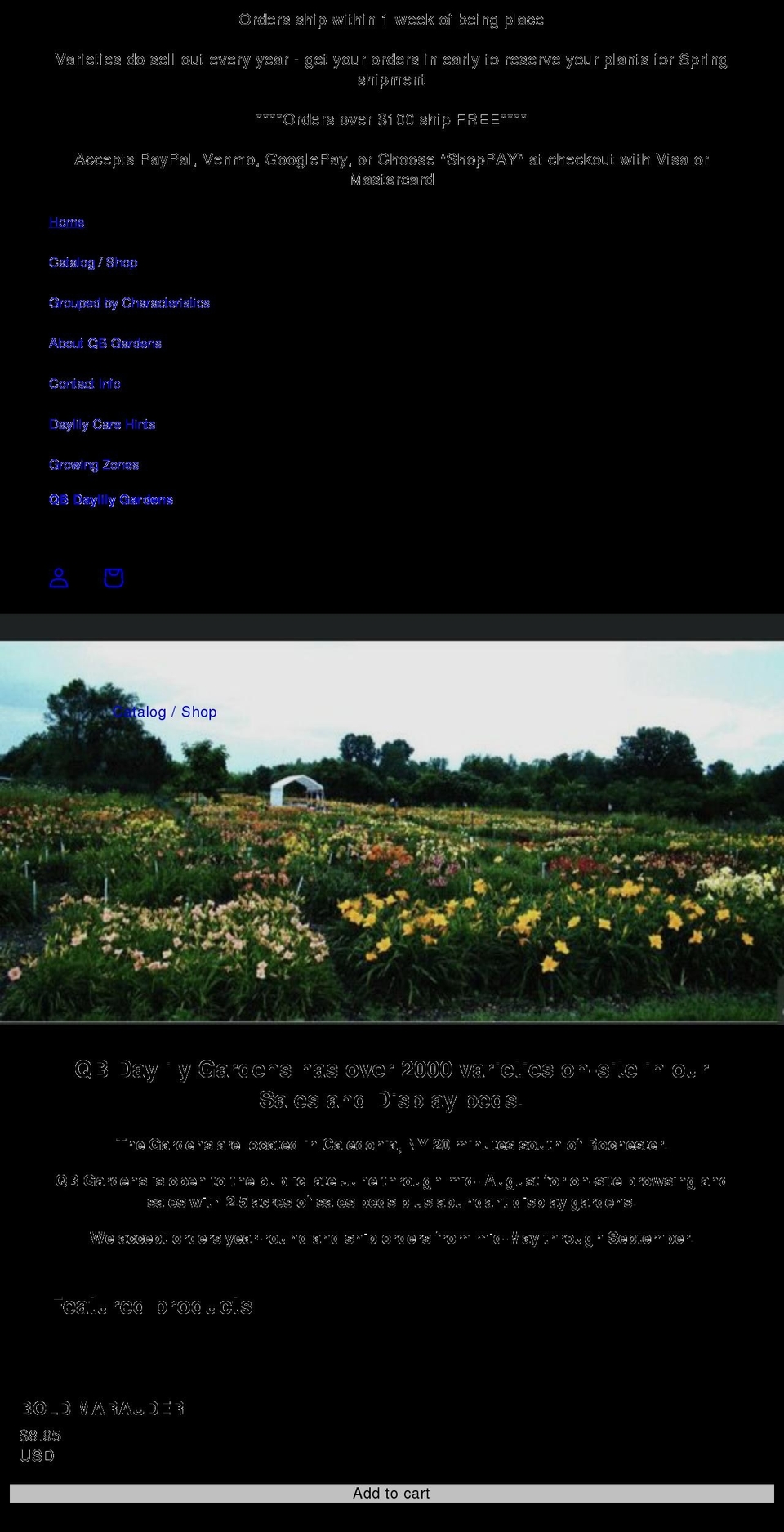 qbdaylilygardens.com shopify website screenshot