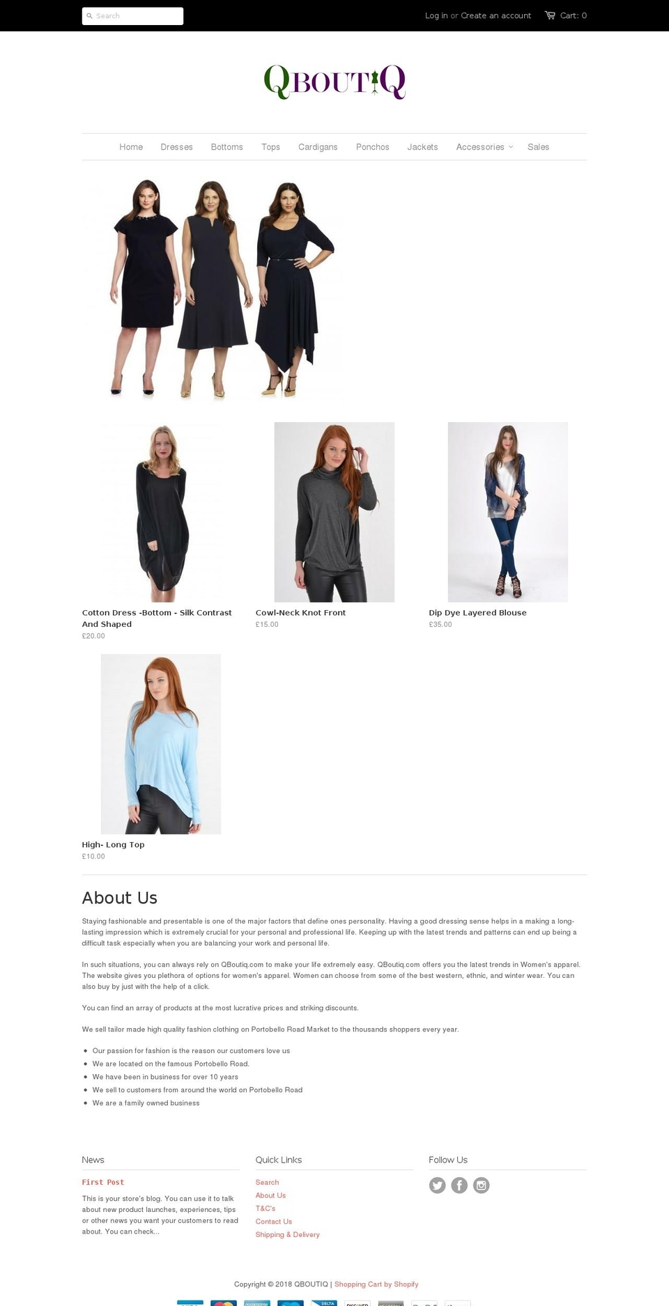 qboutiq.co.uk shopify website screenshot