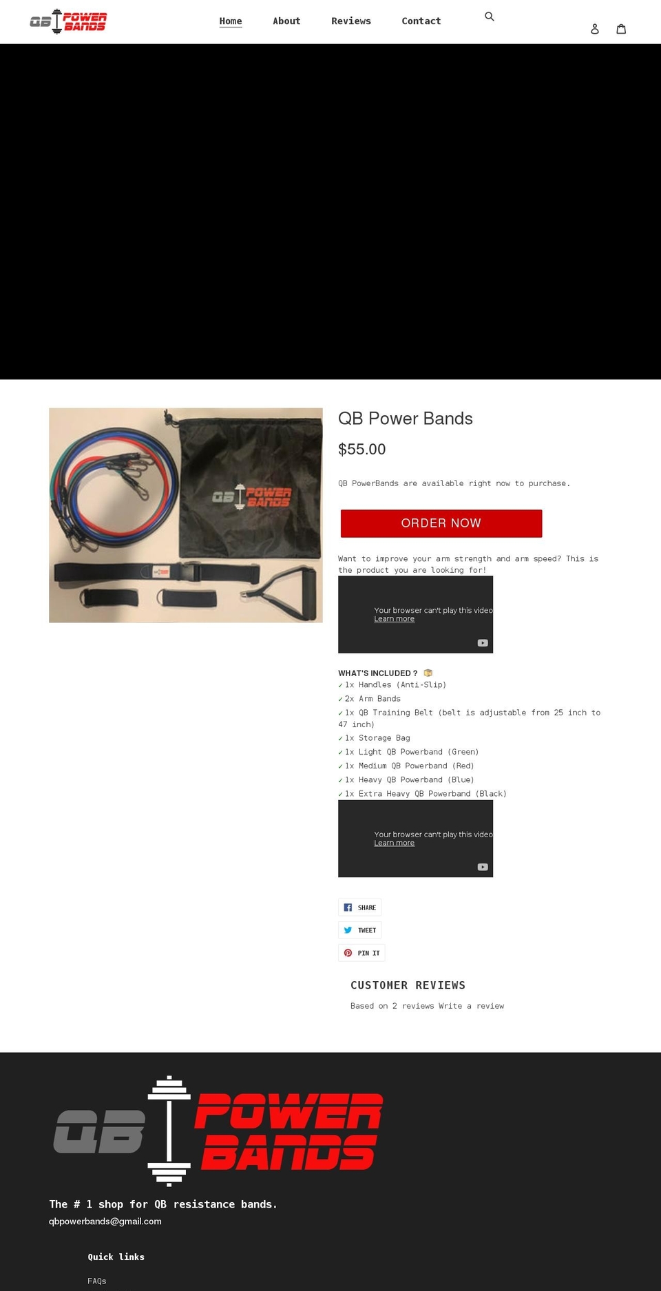 qbpowerbands.com shopify website screenshot