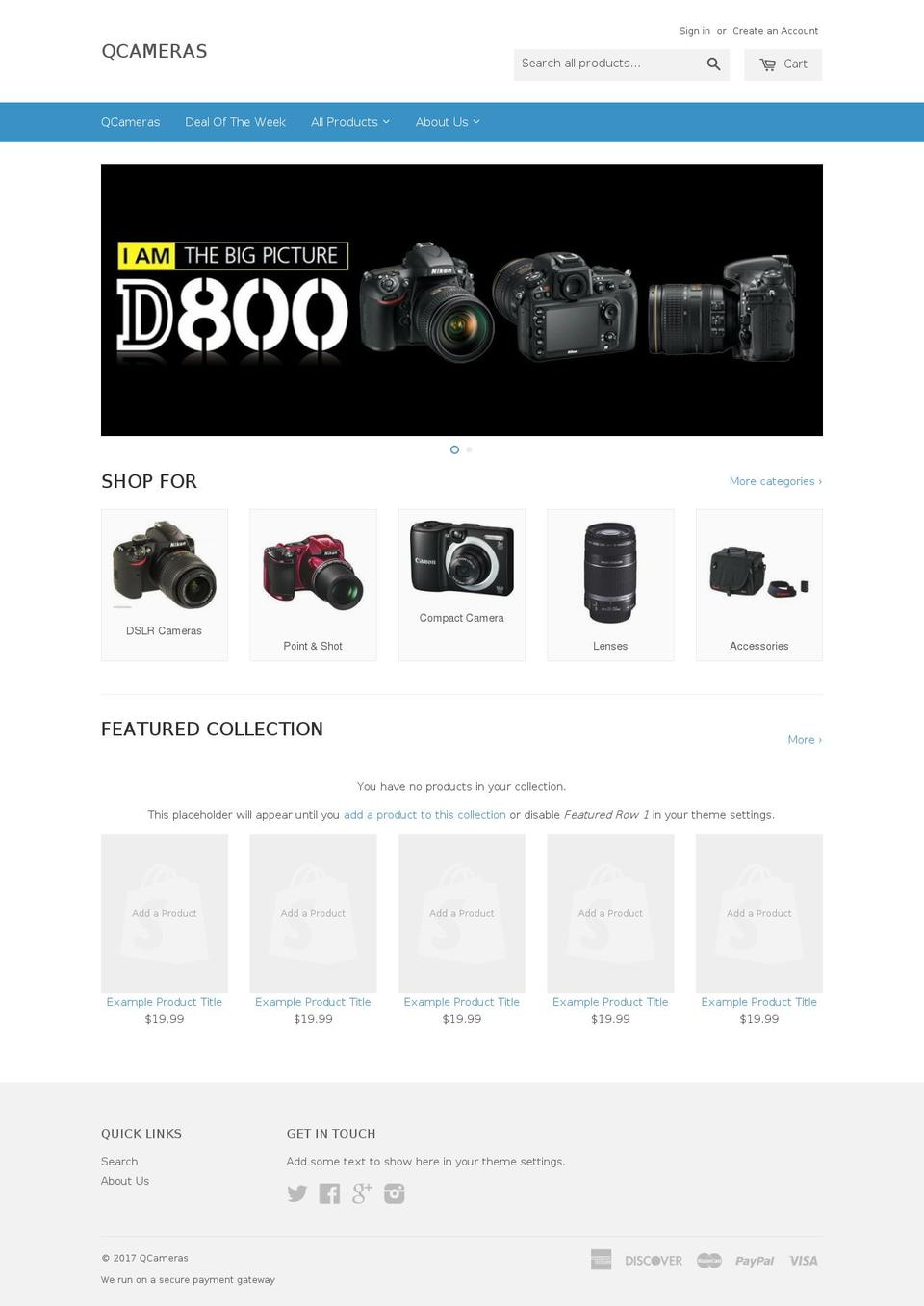 qcameras.com shopify website screenshot