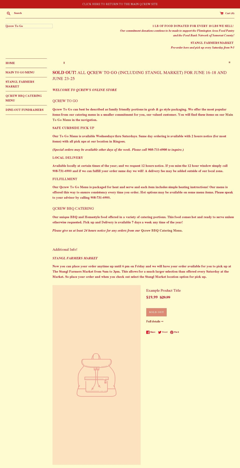 qcrewtogo.com shopify website screenshot