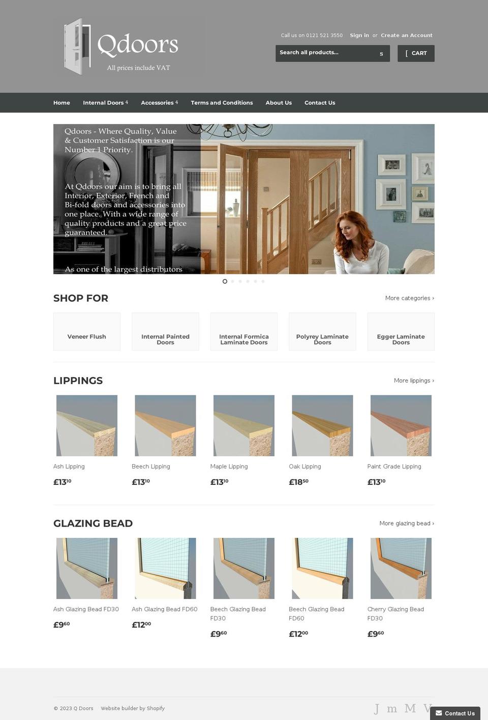 qdoors.co.uk shopify website screenshot
