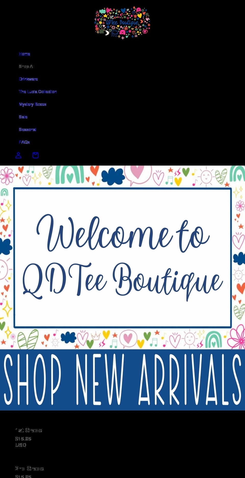 qdteeboutique.com shopify website screenshot