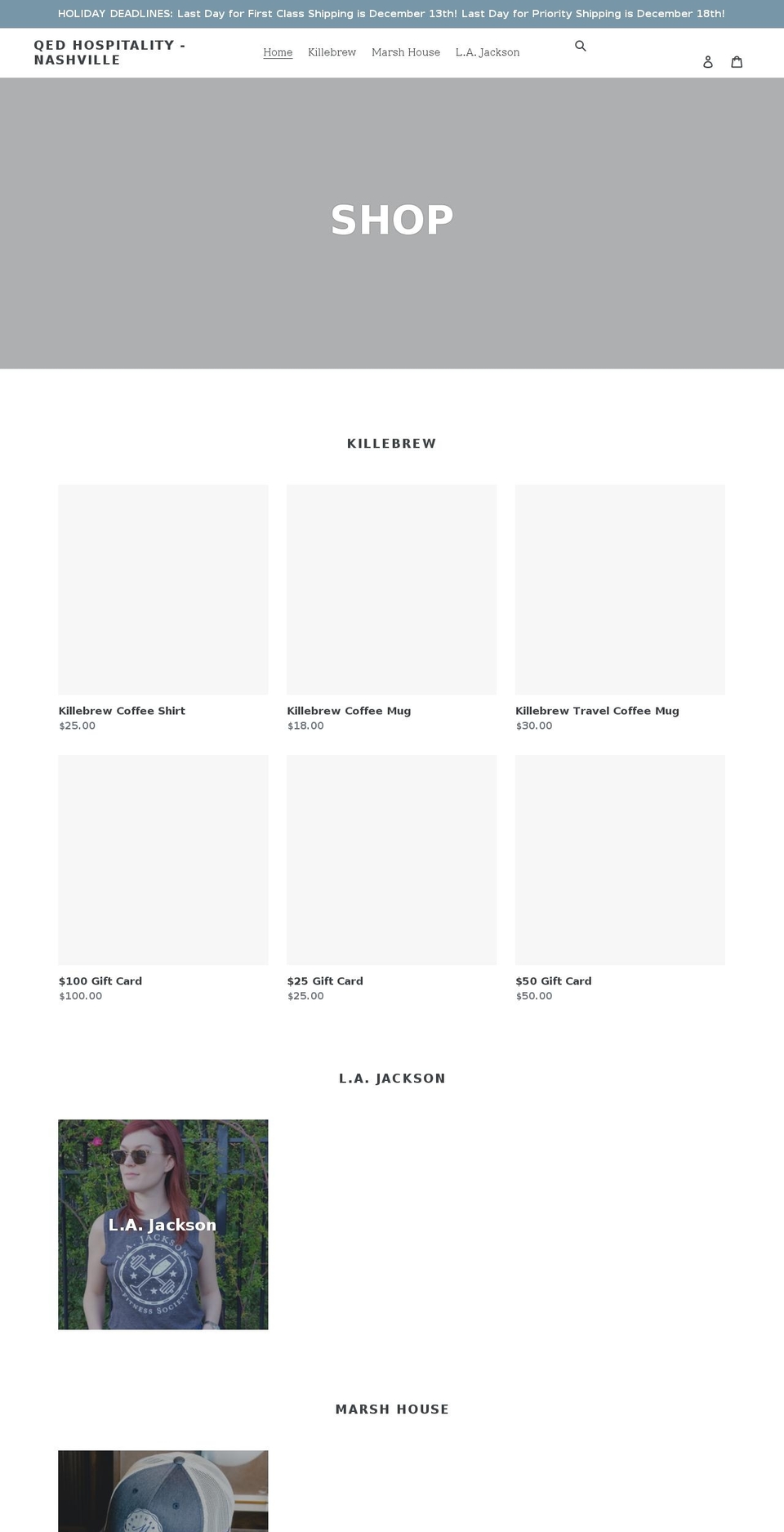qed-nashville.myshopify.com shopify website screenshot