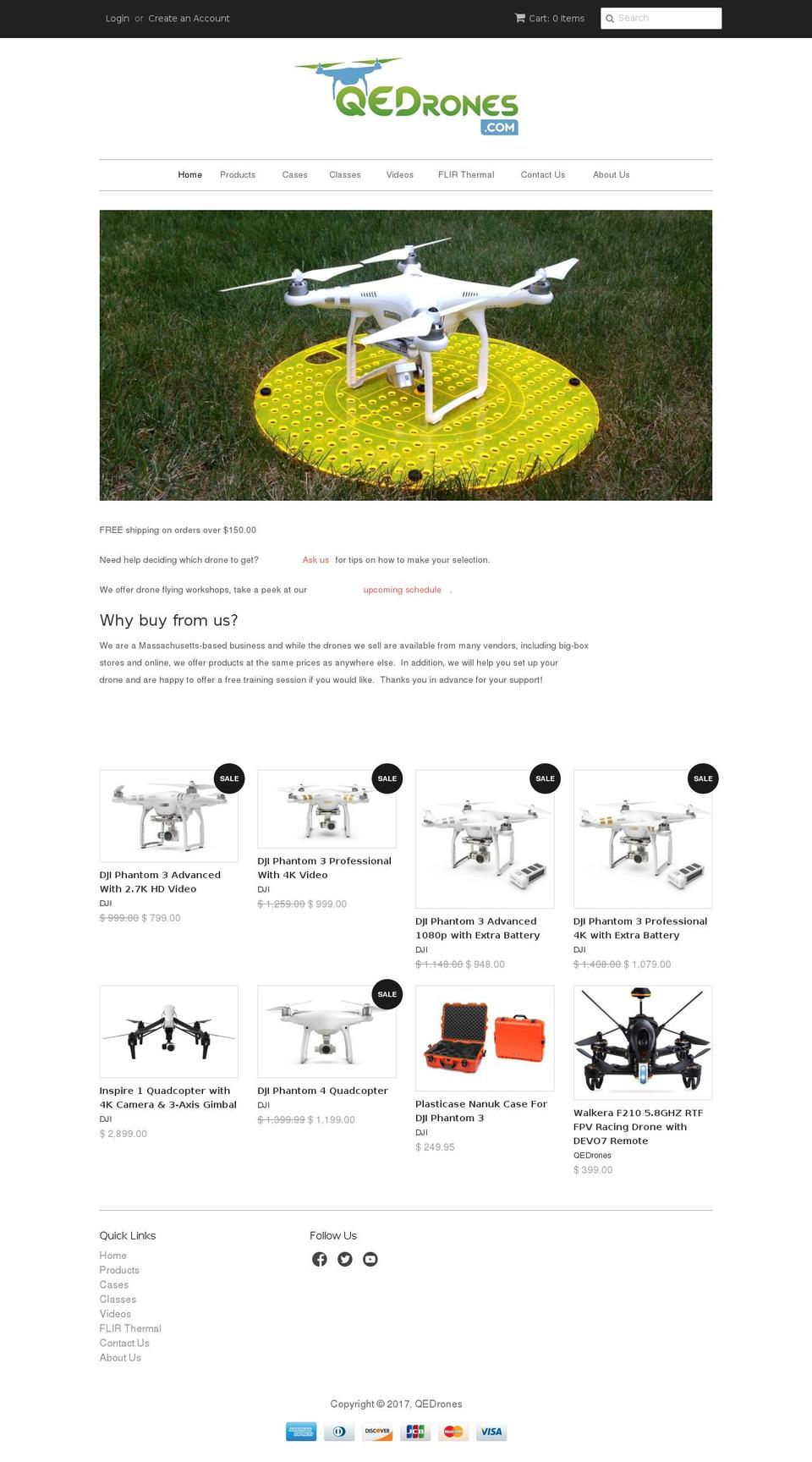 qedrones.com shopify website screenshot