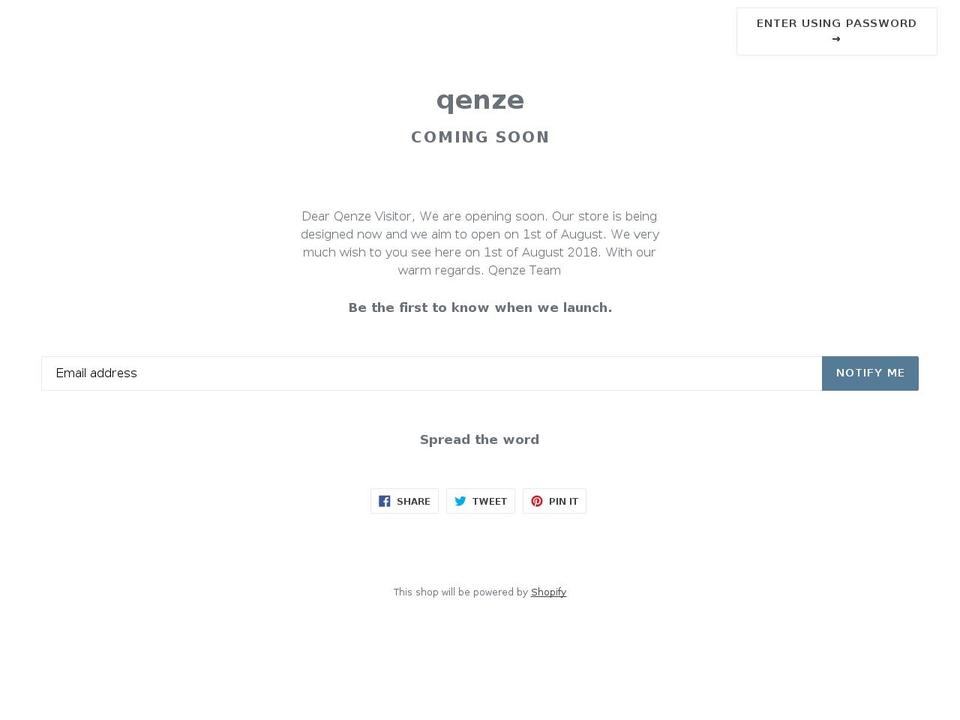 qenze.com — Shopify storefront screenshot