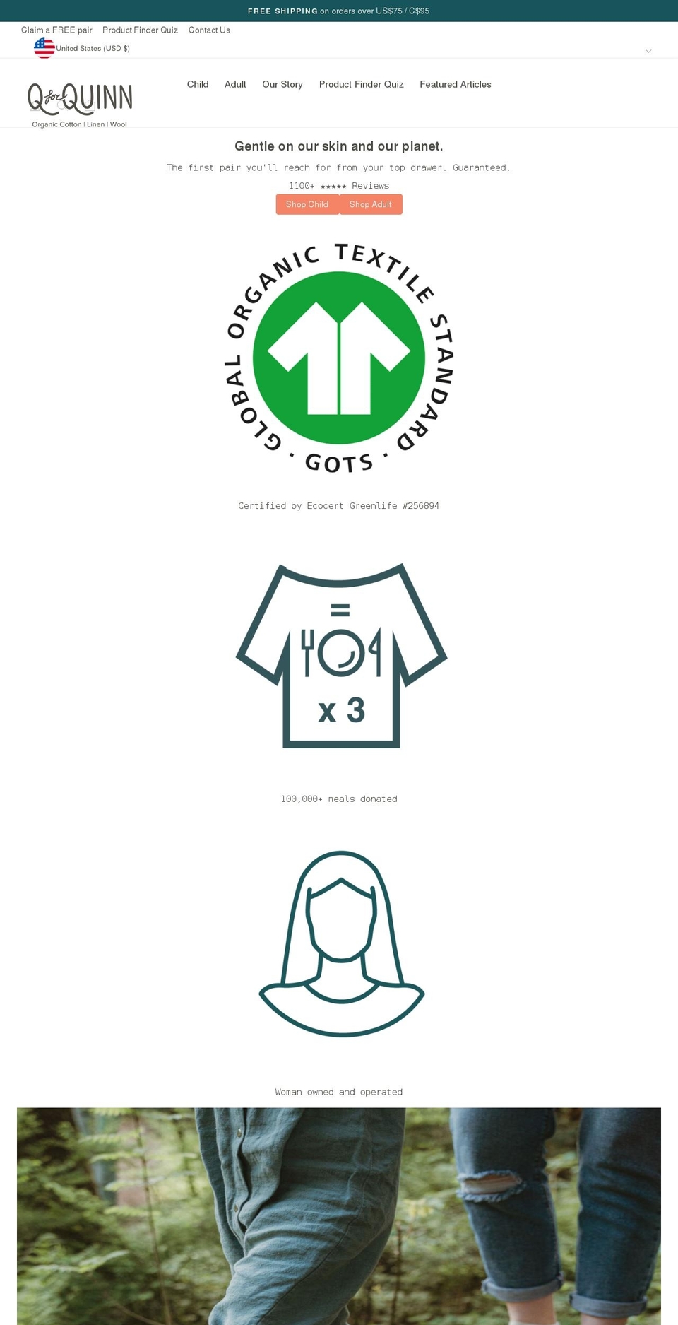 qforquinn.com — Shopify storefront screenshot