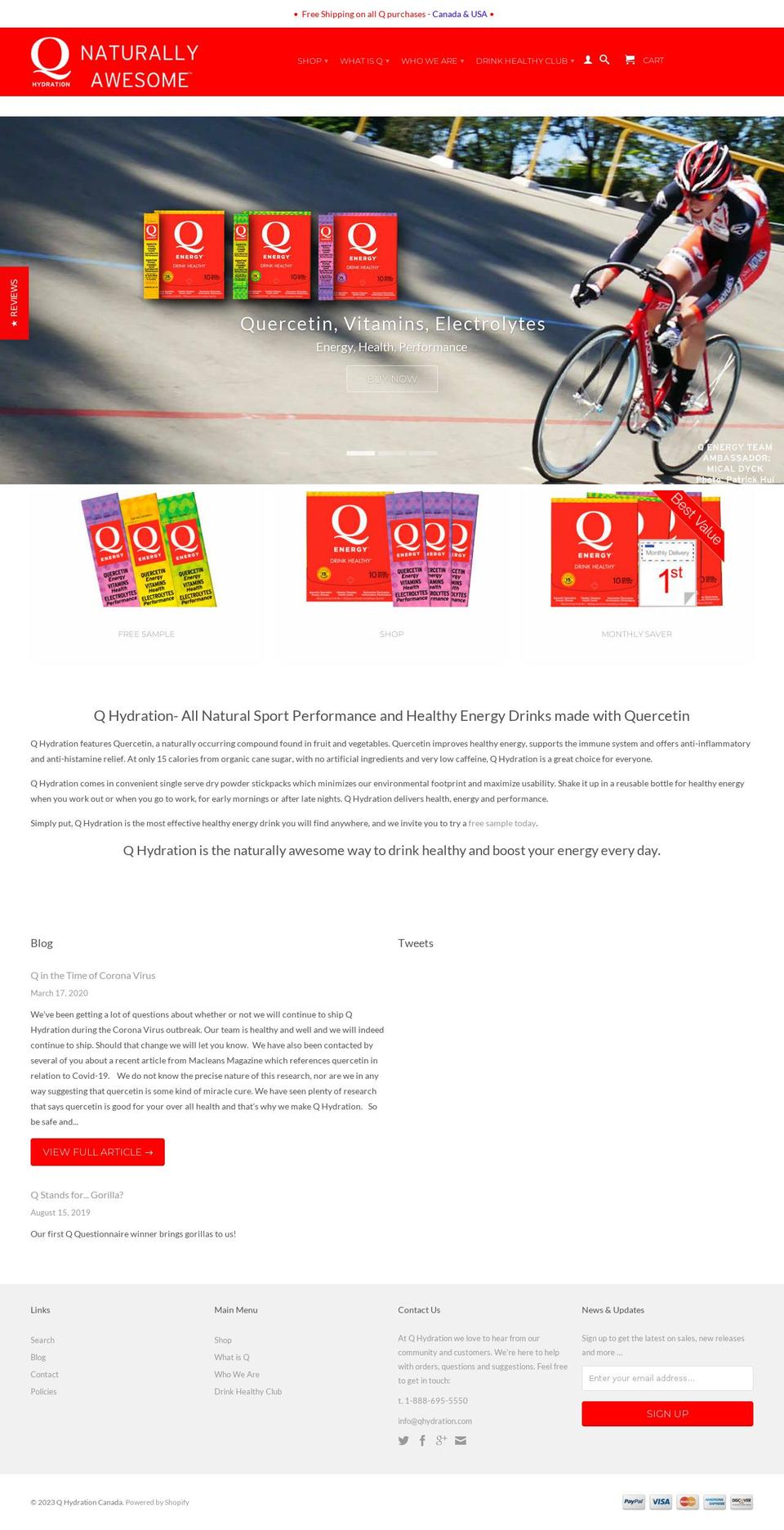 qhydration.com shopify website screenshot