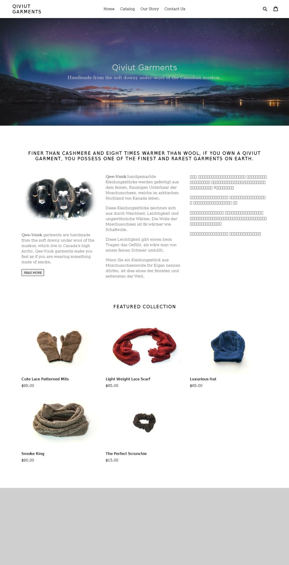 qiviutgarments.com — Shopify storefront screenshot