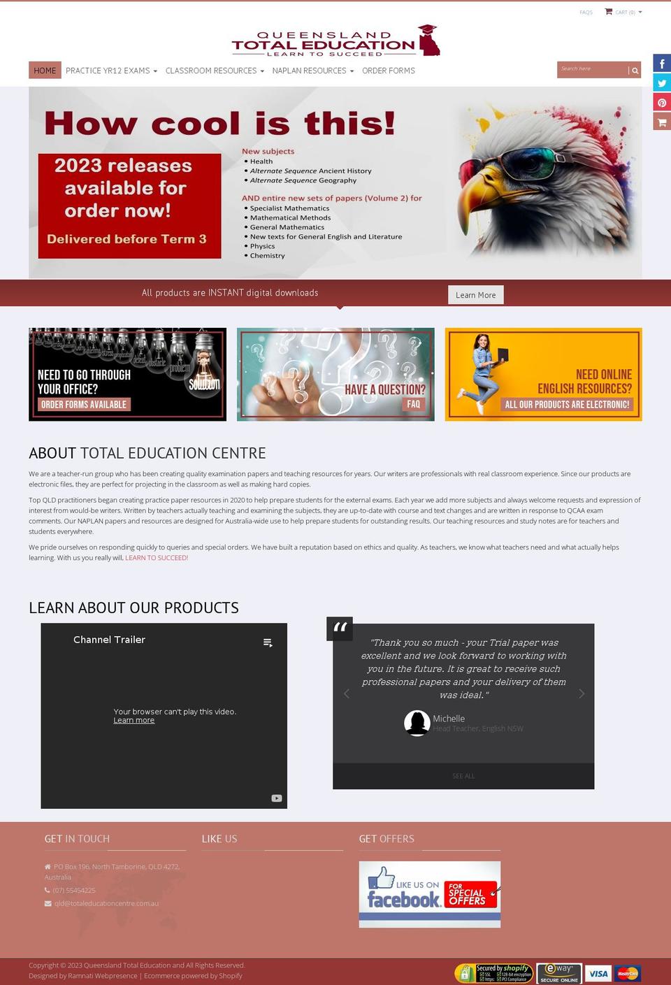 qldtotaleducation.com.au shopify website screenshot