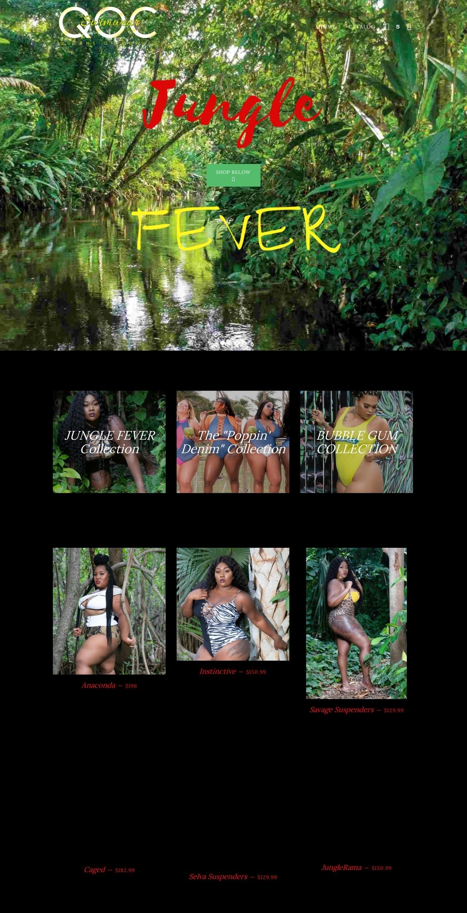 qocswimwear.com shopify website screenshot