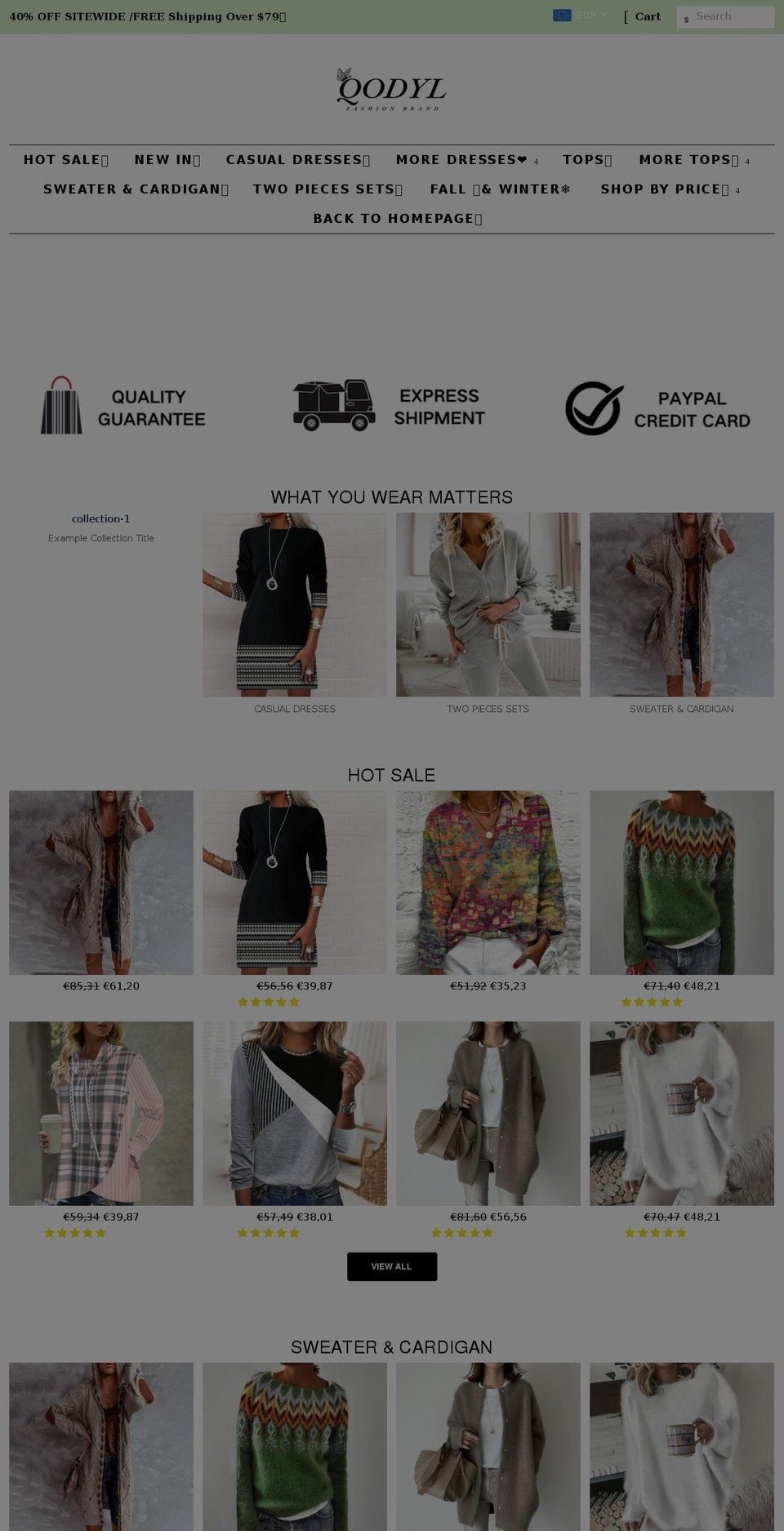 V Shopify theme site example qodyl.com