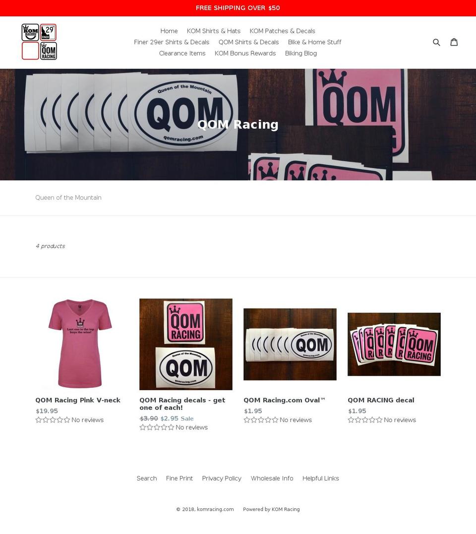qomracing.com — Shopify storefront screenshot