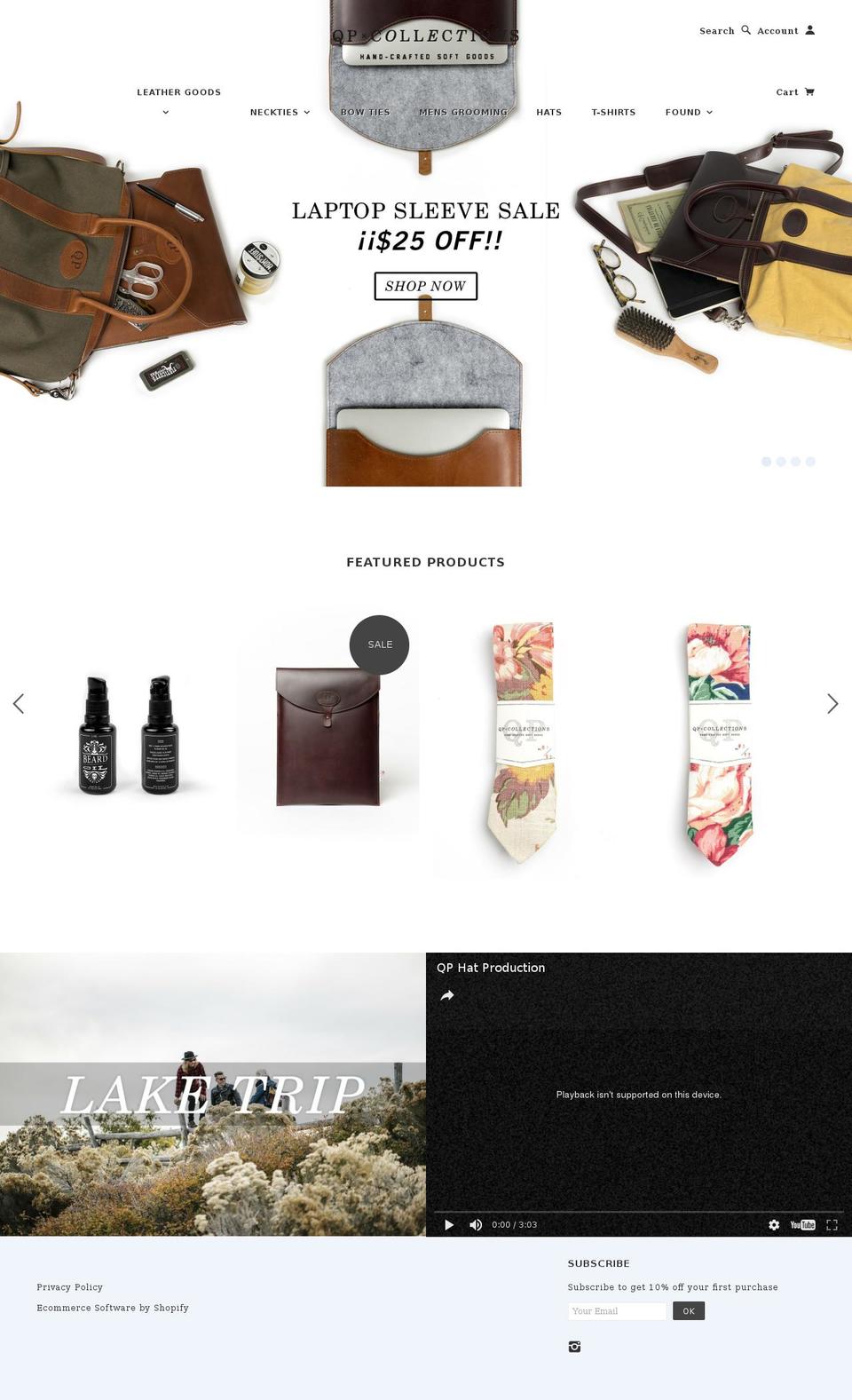 qpcollections.com shopify website screenshot