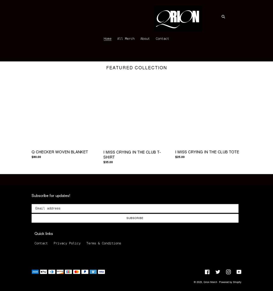 qrionmerch.com shopify website screenshot