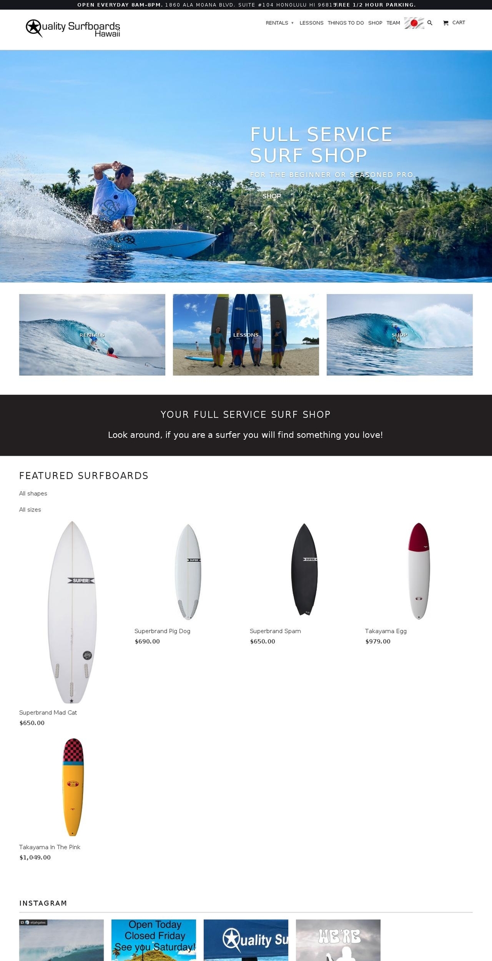 qsbhawaii.com — Shopify storefront screenshot
