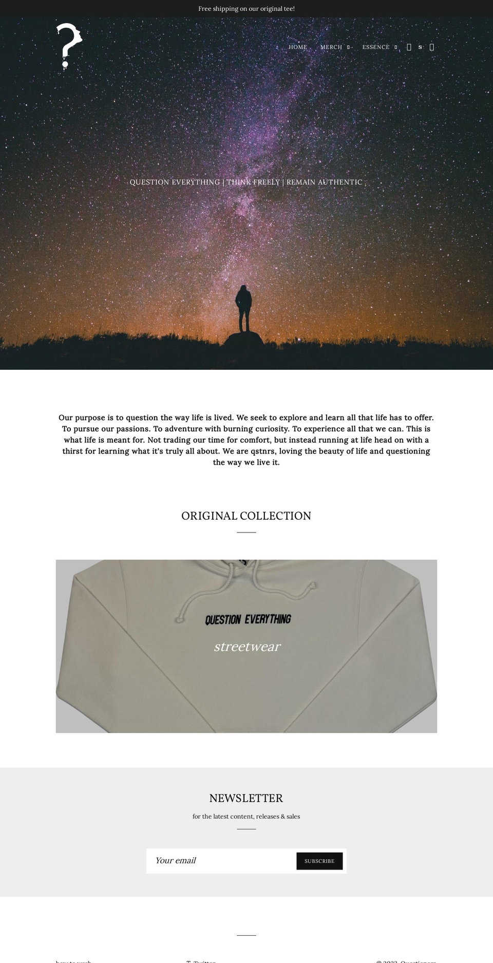 qstnrs.com shopify website screenshot