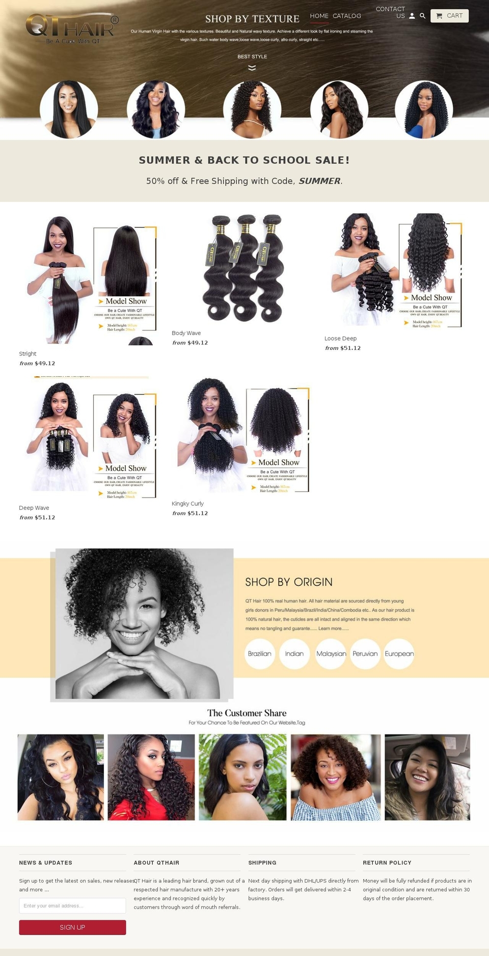 qthair.com shopify website screenshot