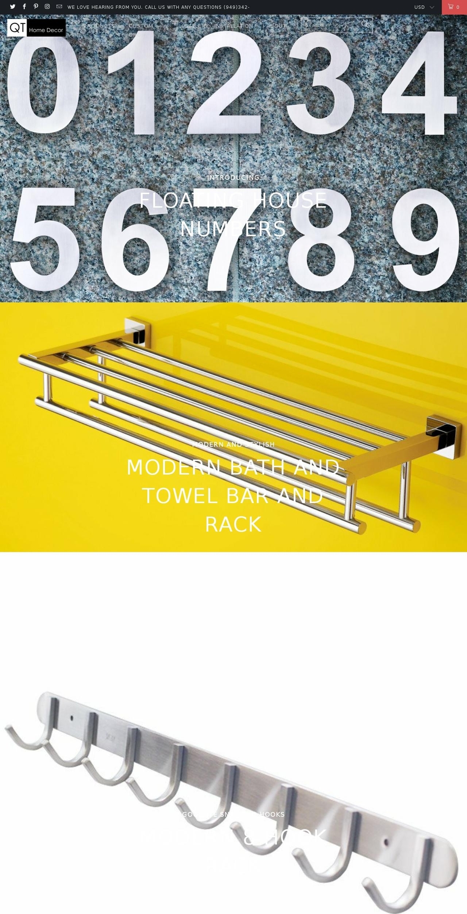 qthomedecor.com shopify website screenshot