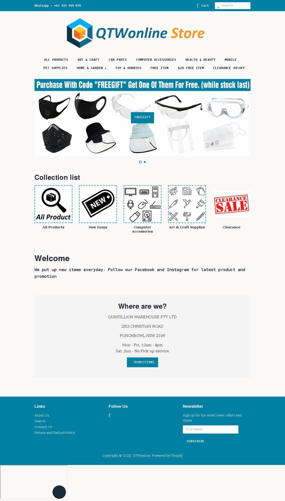 qtwonline.com shopify website screenshot