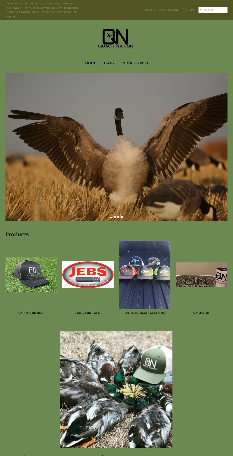 quacknationwaterfowl.com — Shopify storefront screenshot