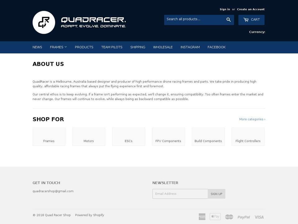 quadracer.com.au shopify website screenshot