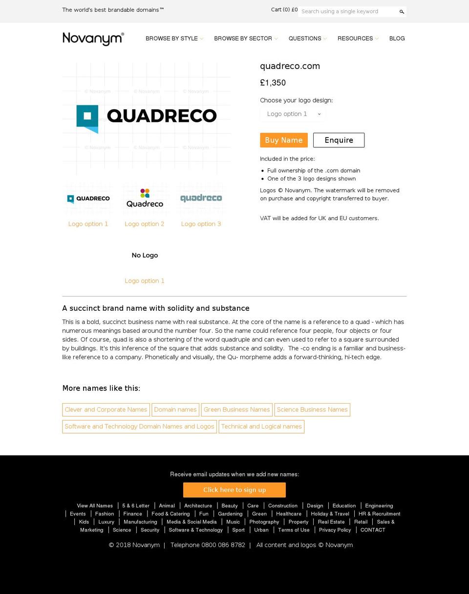 quadreco.com — Shopify storefront screenshot