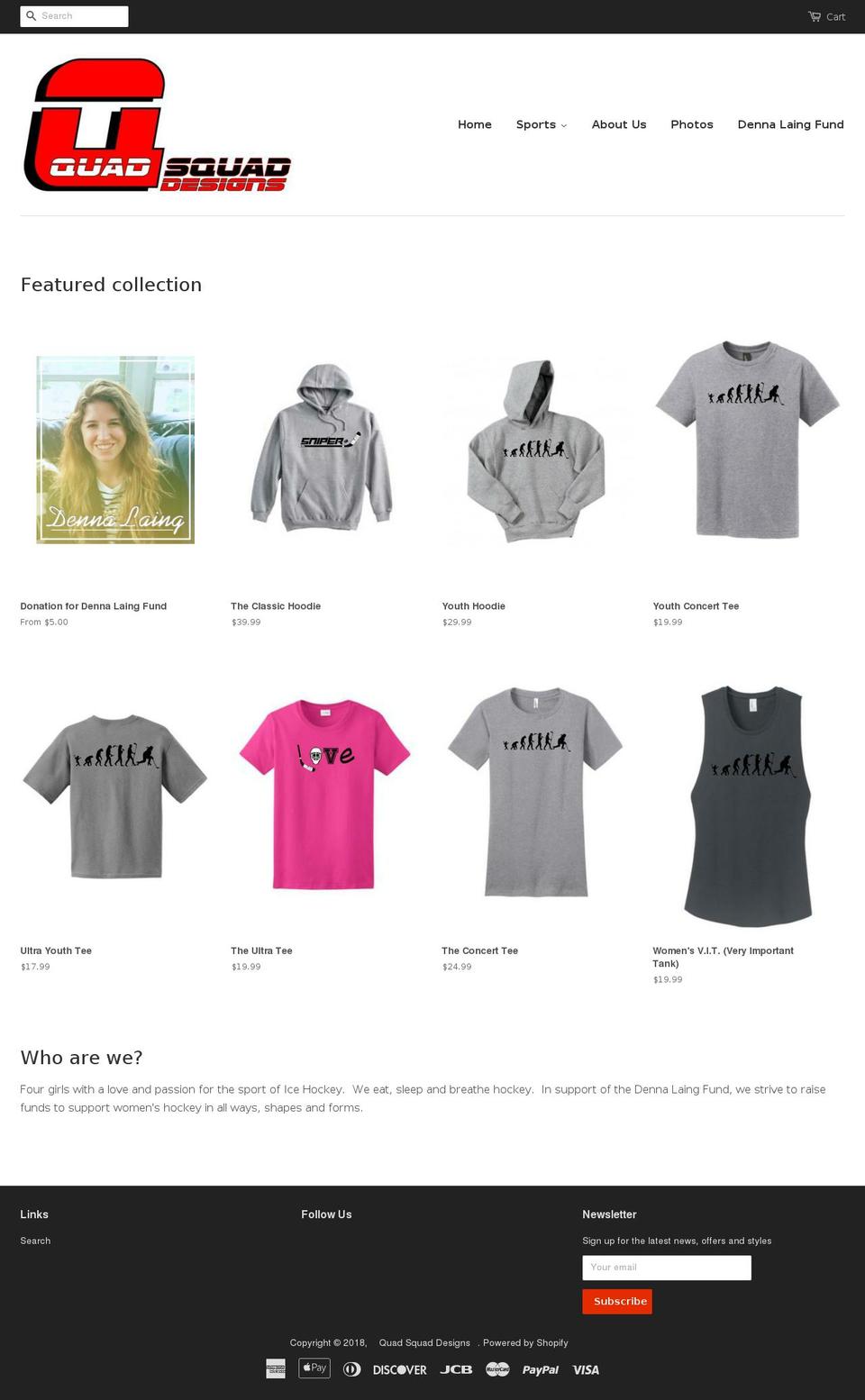 quadsquaddesigns.com — Shopify storefront screenshot