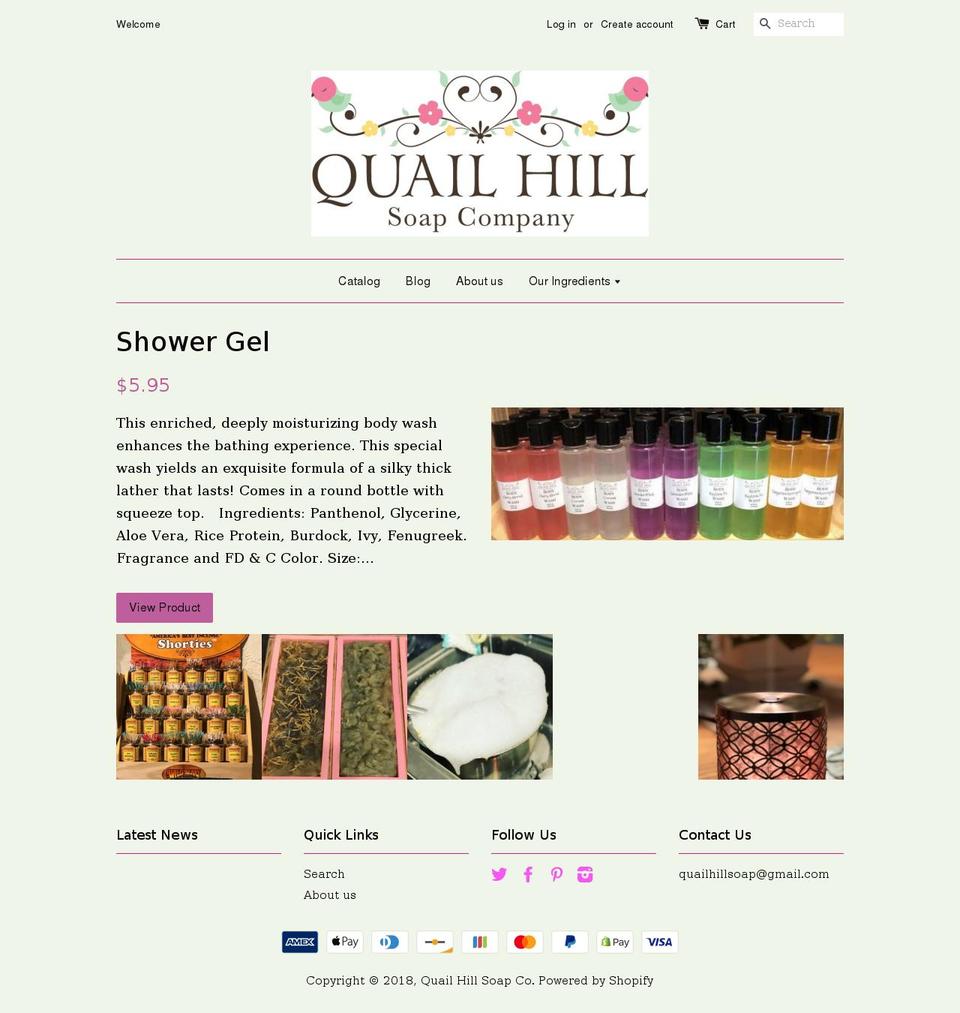 quailhillsoapco.com shopify website screenshot