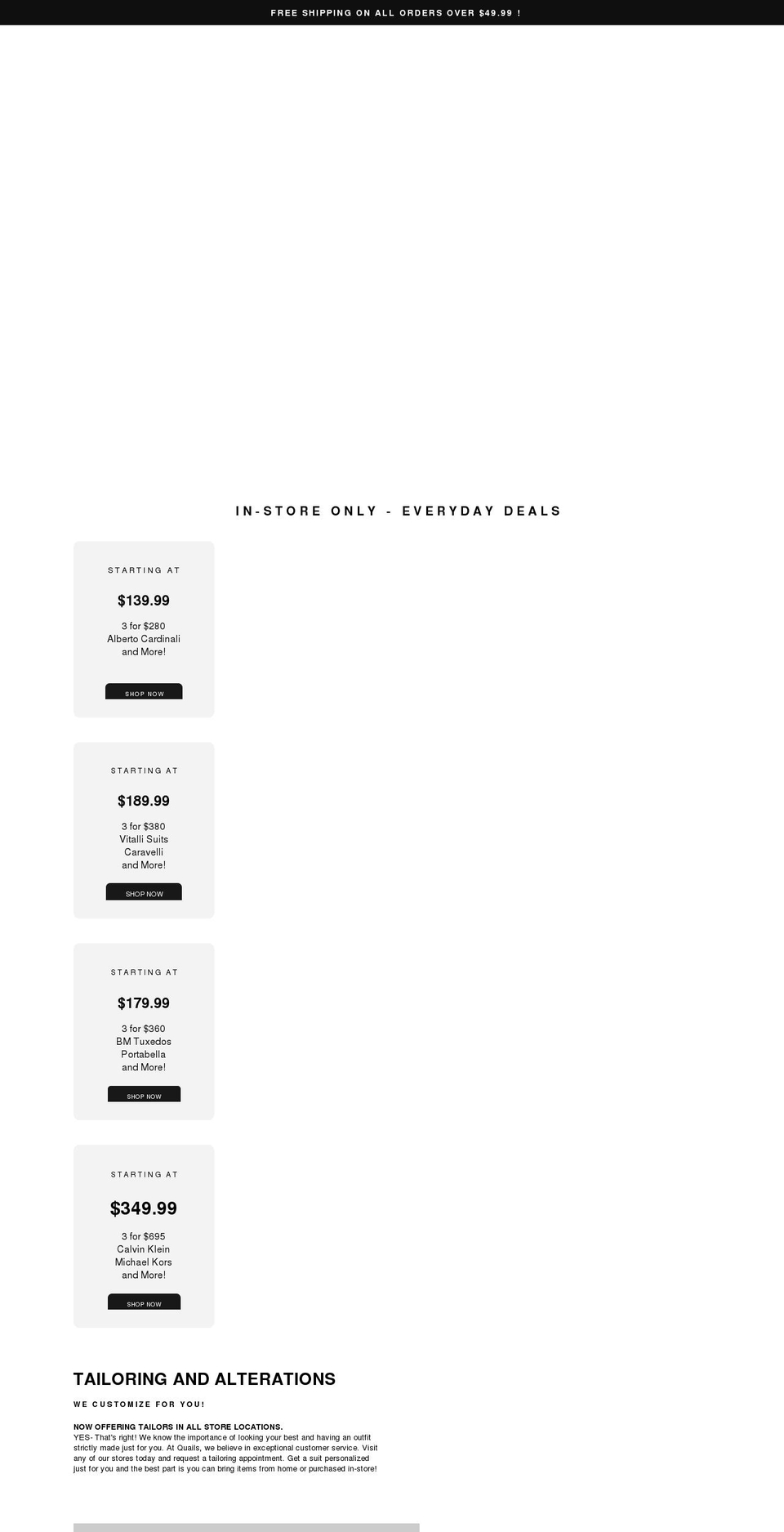 quailsstores.com shopify website screenshot