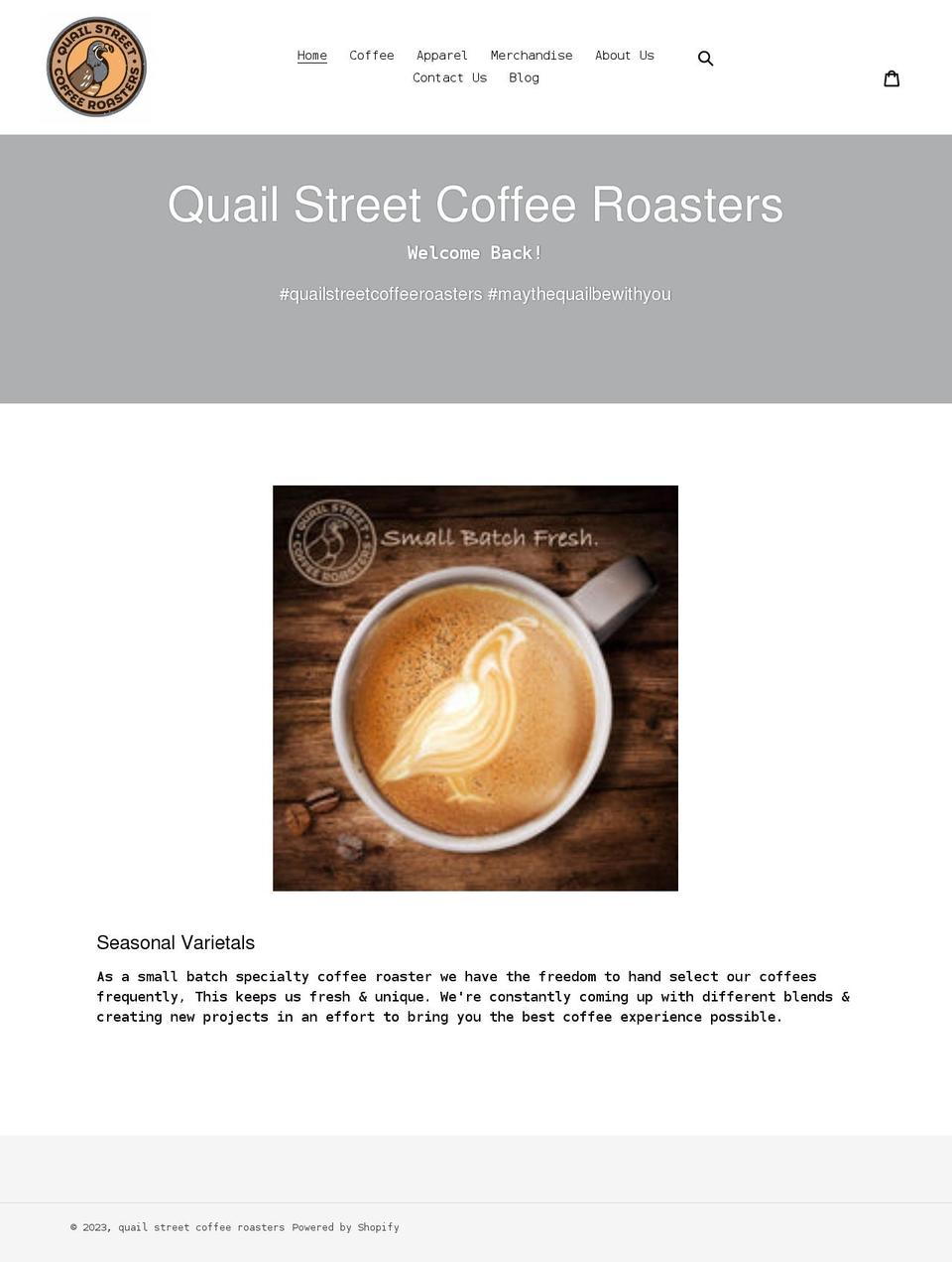 quailstreetcoffeeroasters.com shopify website screenshot