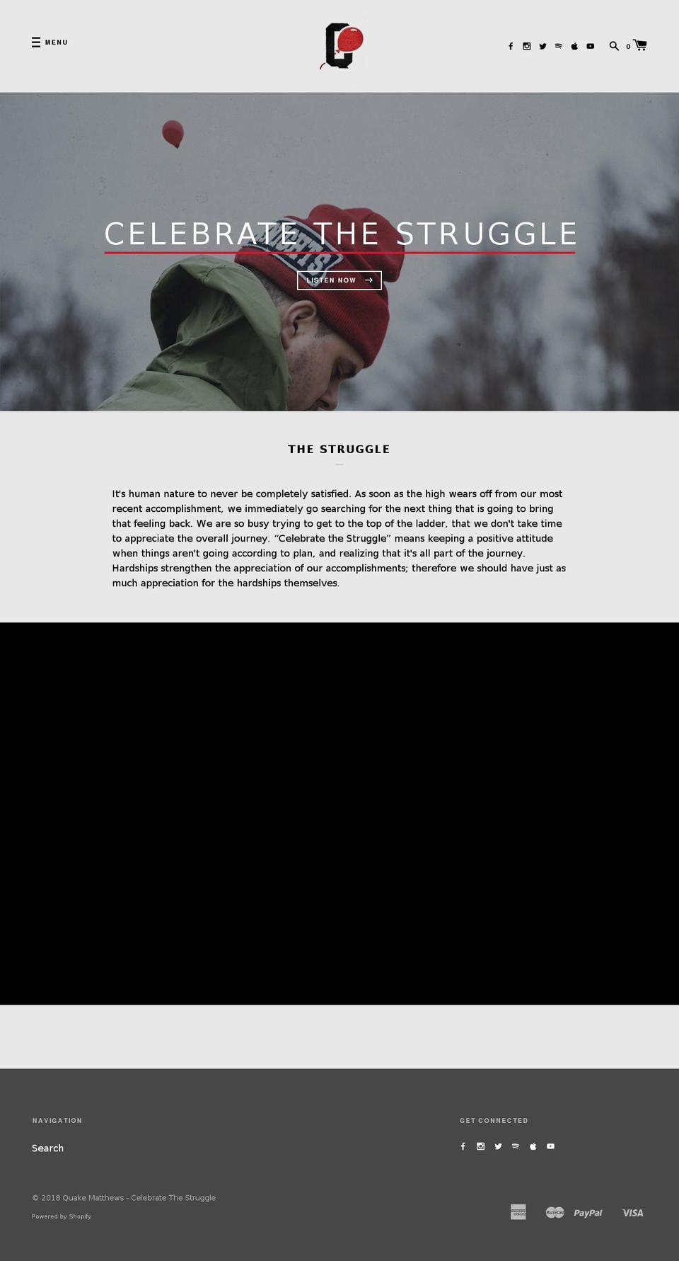 Celebrate The Struggle Shopify theme site example quakematthews.com
