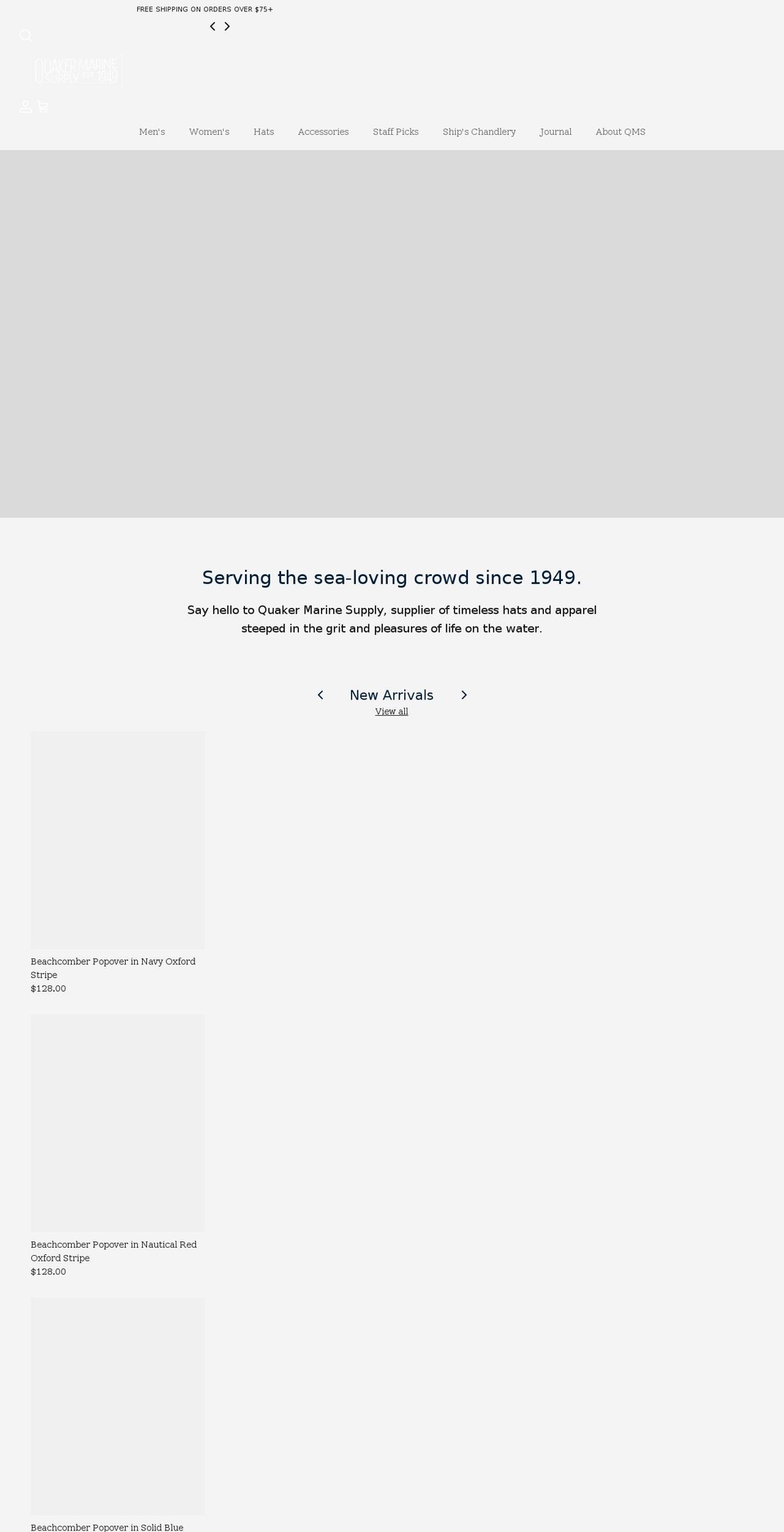 quakermarine.com shopify website screenshot