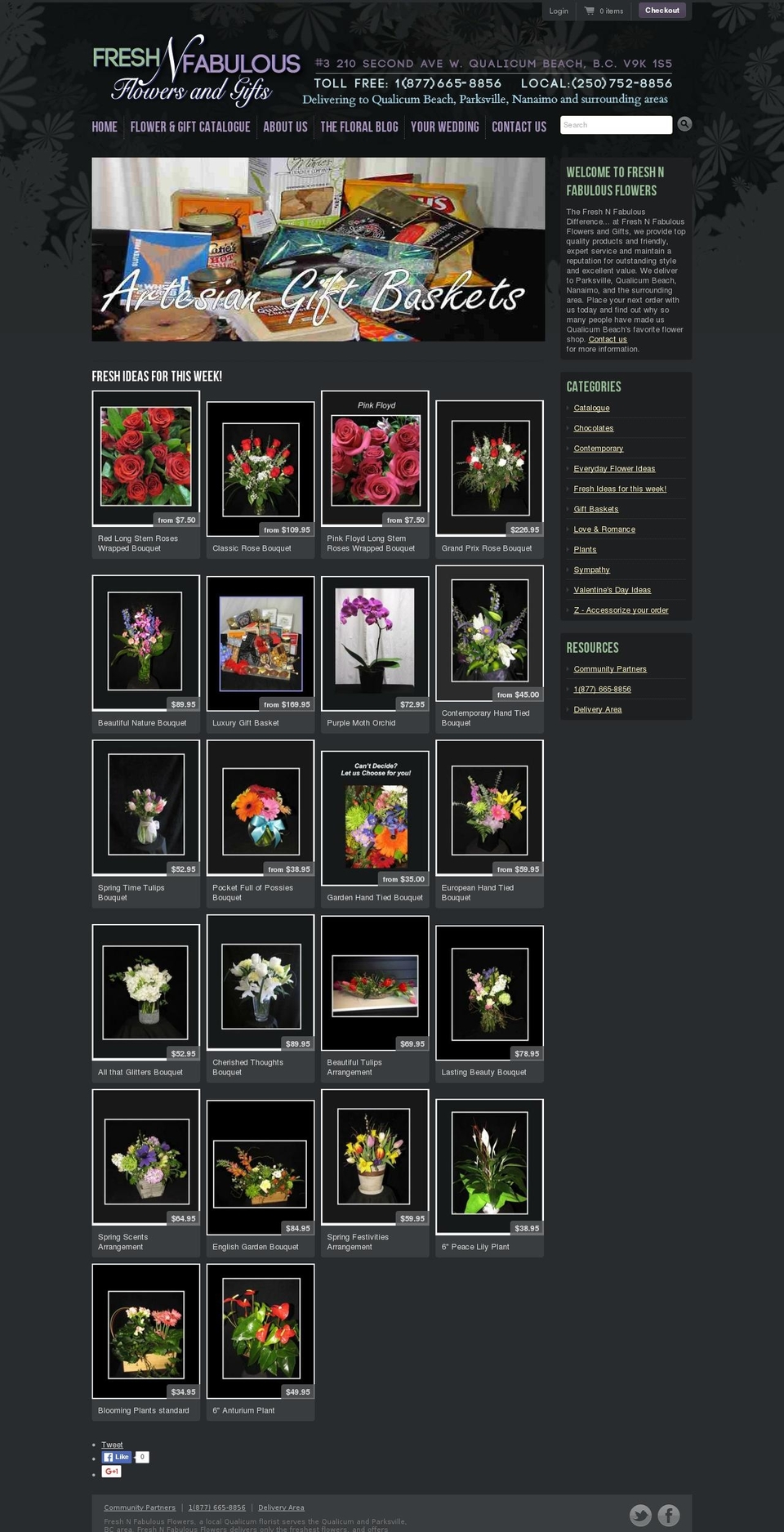 qualicumbeachflorist.ca shopify website screenshot