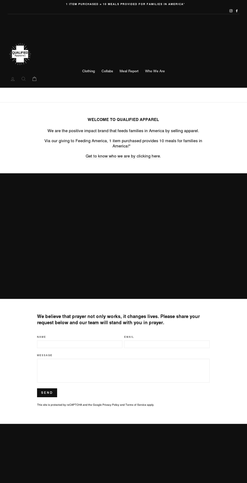 qualified-apparel.com shopify website screenshot