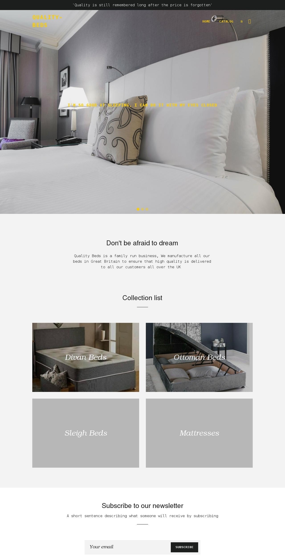 quality-beds.com shopify website screenshot