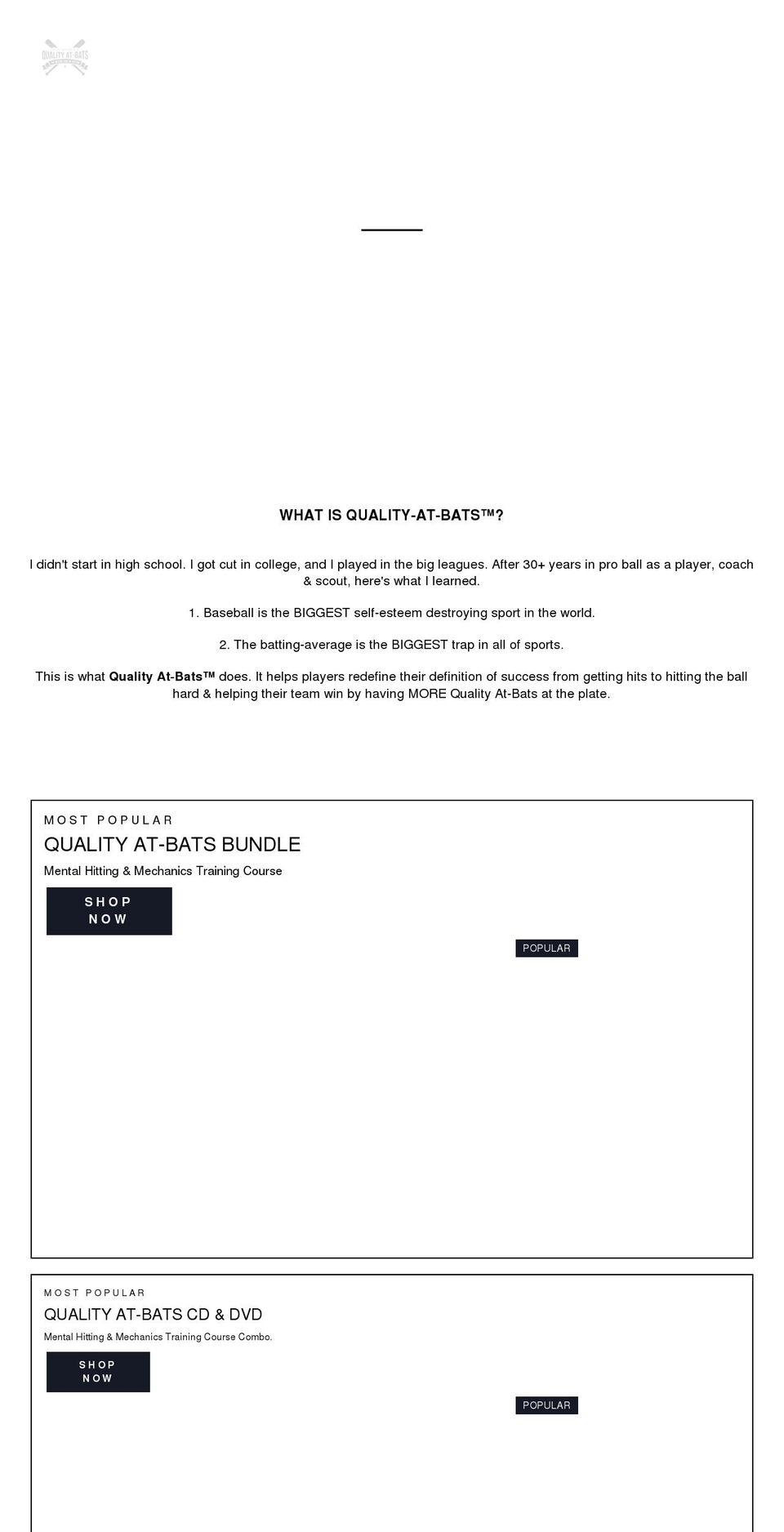 qualityatbats.com shopify website screenshot