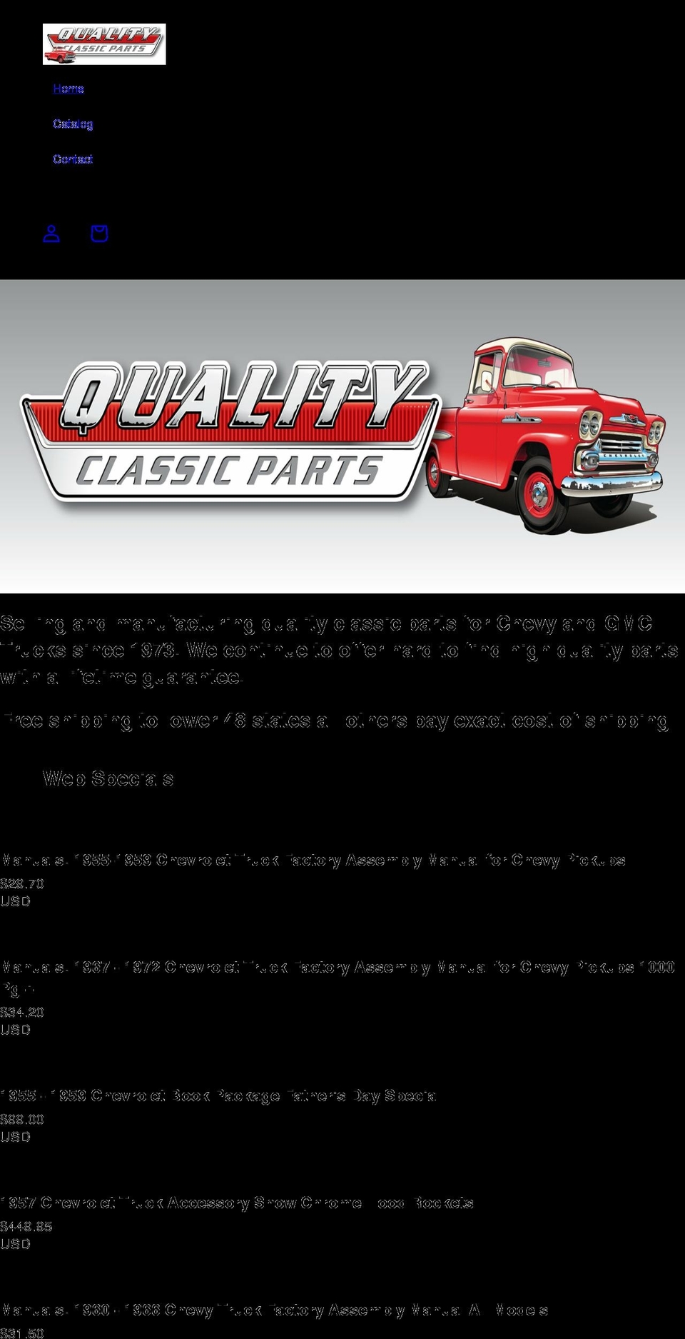qualityclassicparts.com shopify website screenshot