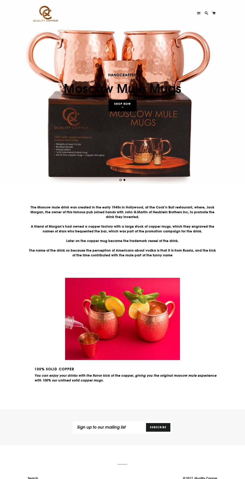 qualitycopper.com shopify website screenshot