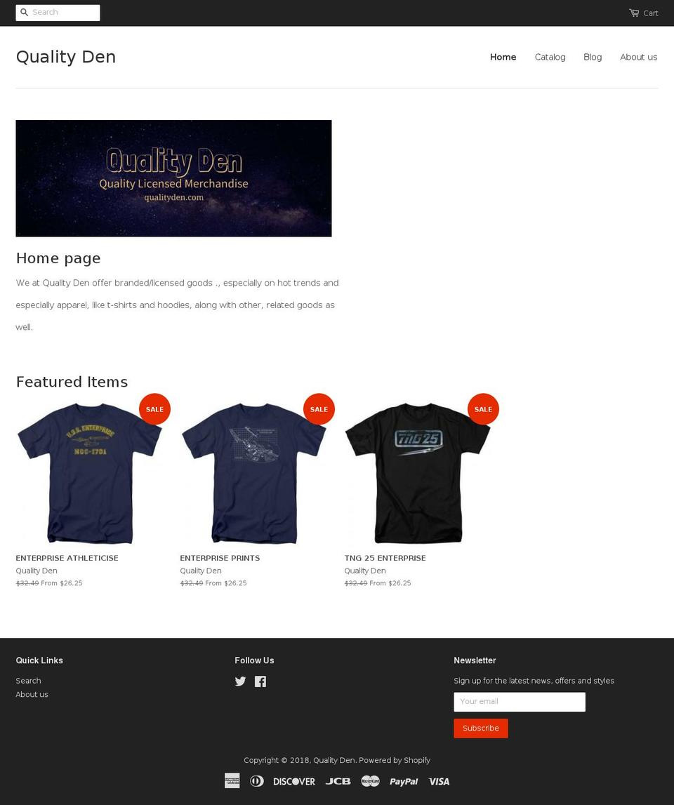 qualityden.com shopify website screenshot