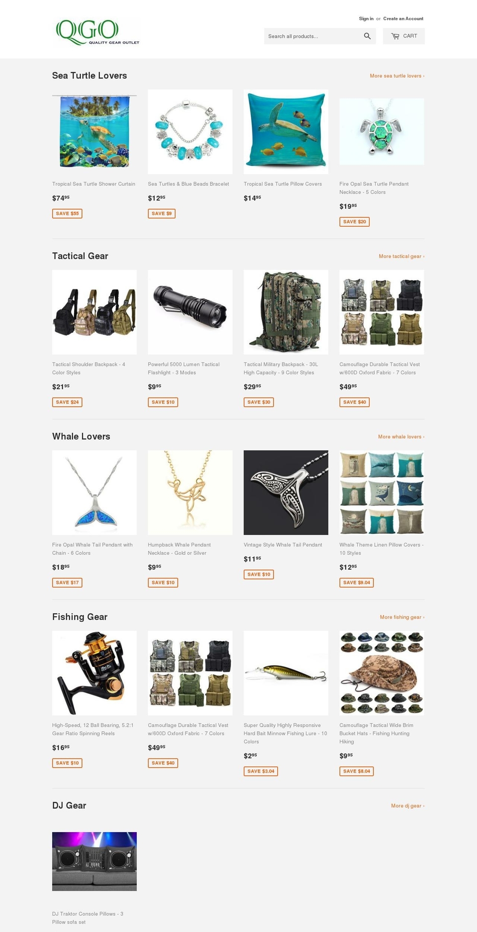 qualitygearoutlet.com — Shopify storefront screenshot