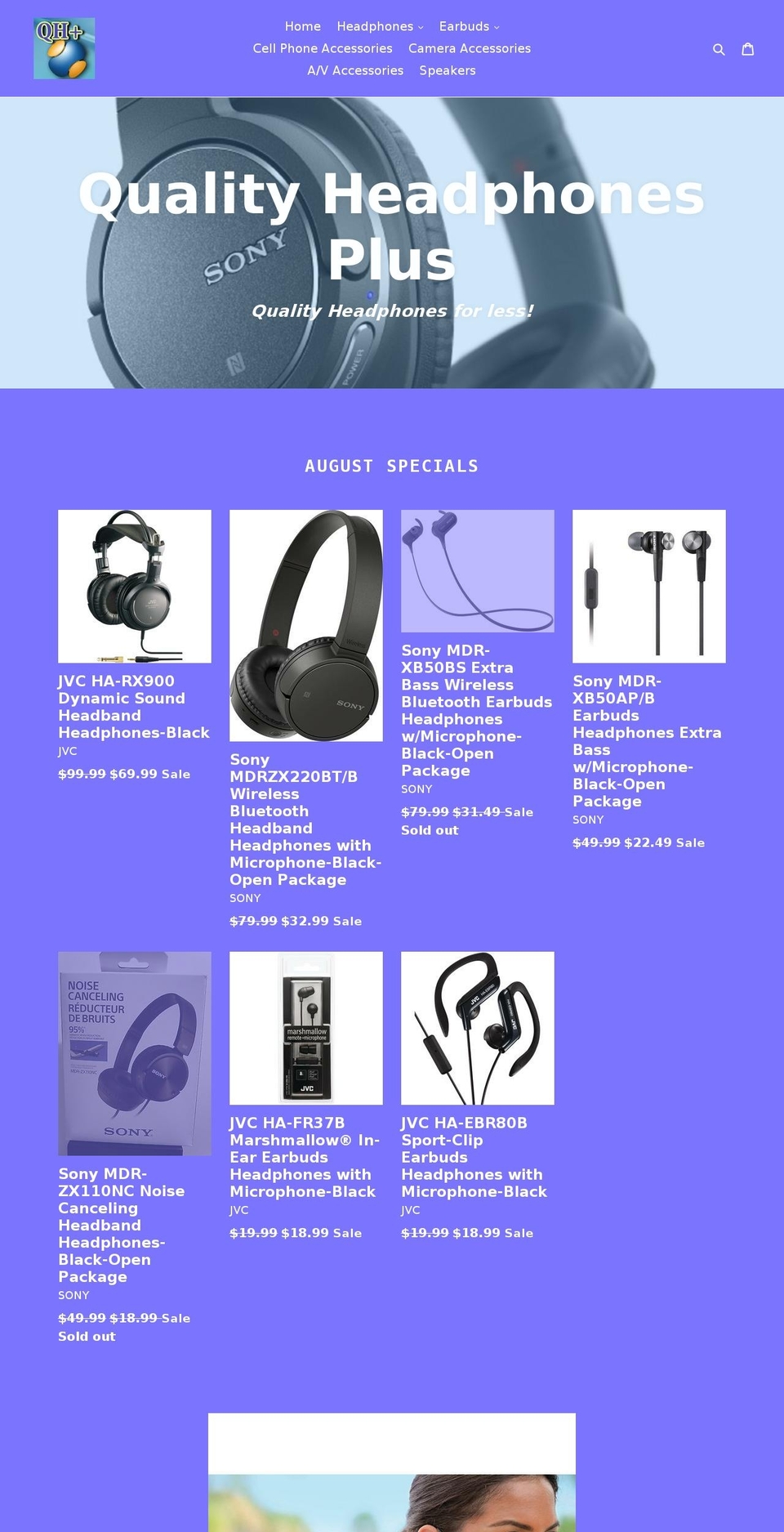 qualityheadphonesplus.com — Shopify storefront screenshot