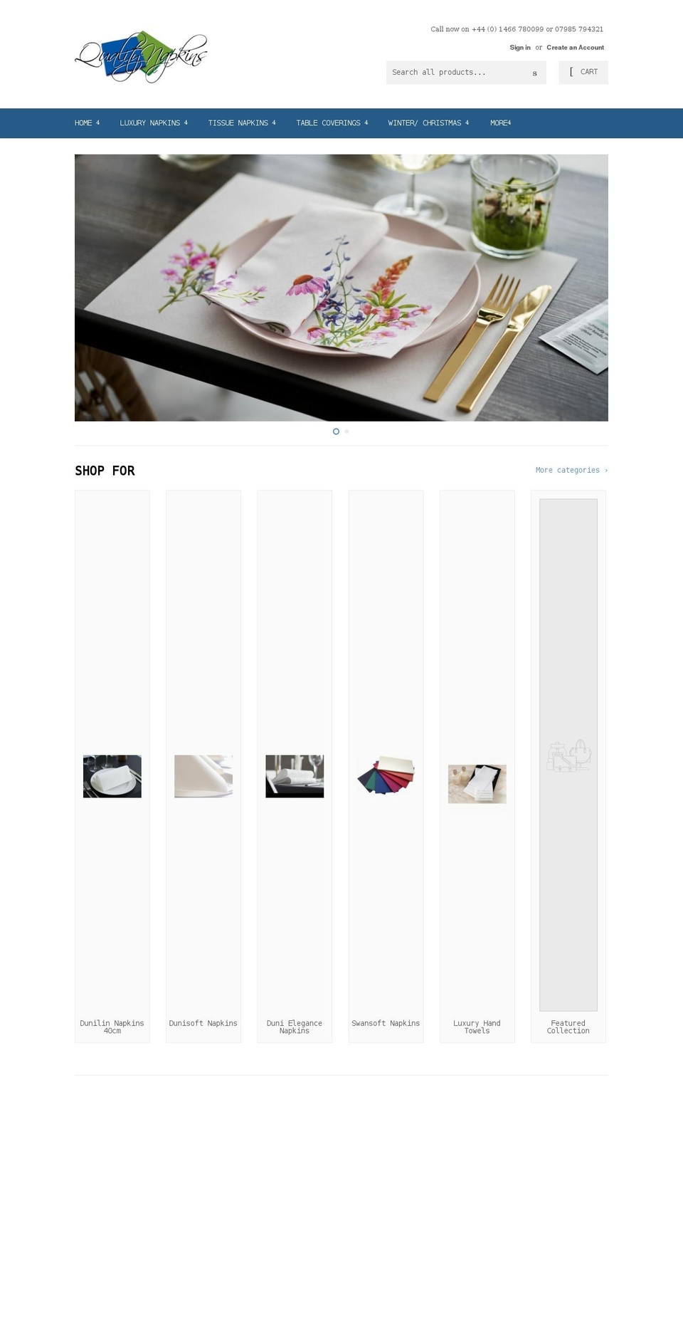 qualitynapkins.co.uk shopify website screenshot