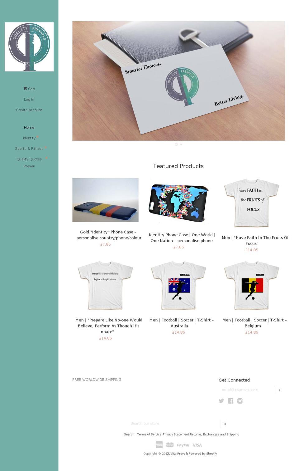qualityprevails.com — Shopify storefront screenshot