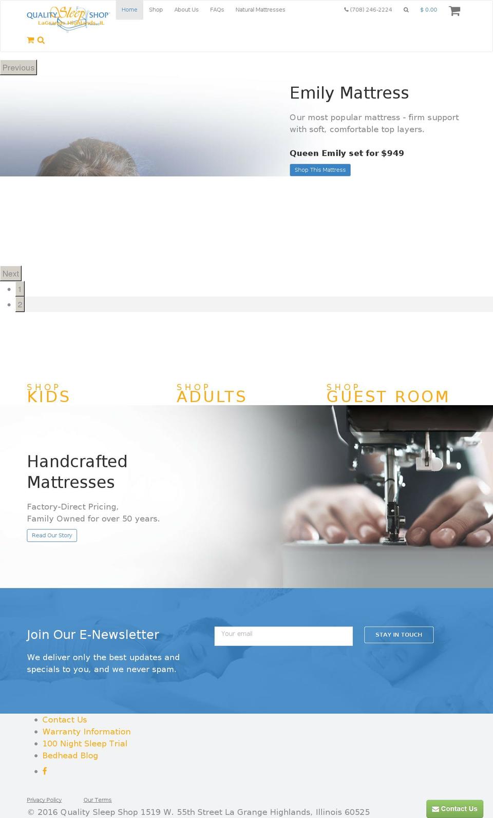 qualitysleepshop.com shopify website screenshot