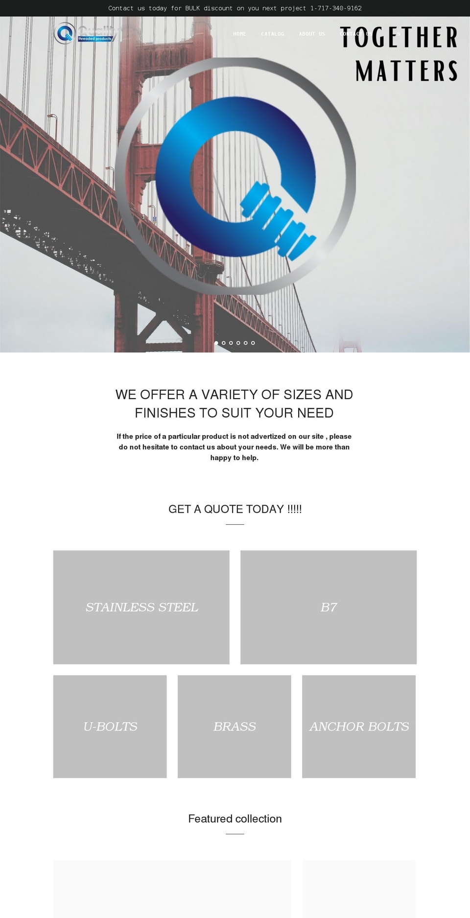 qualitythreadedproducts.com shopify website screenshot